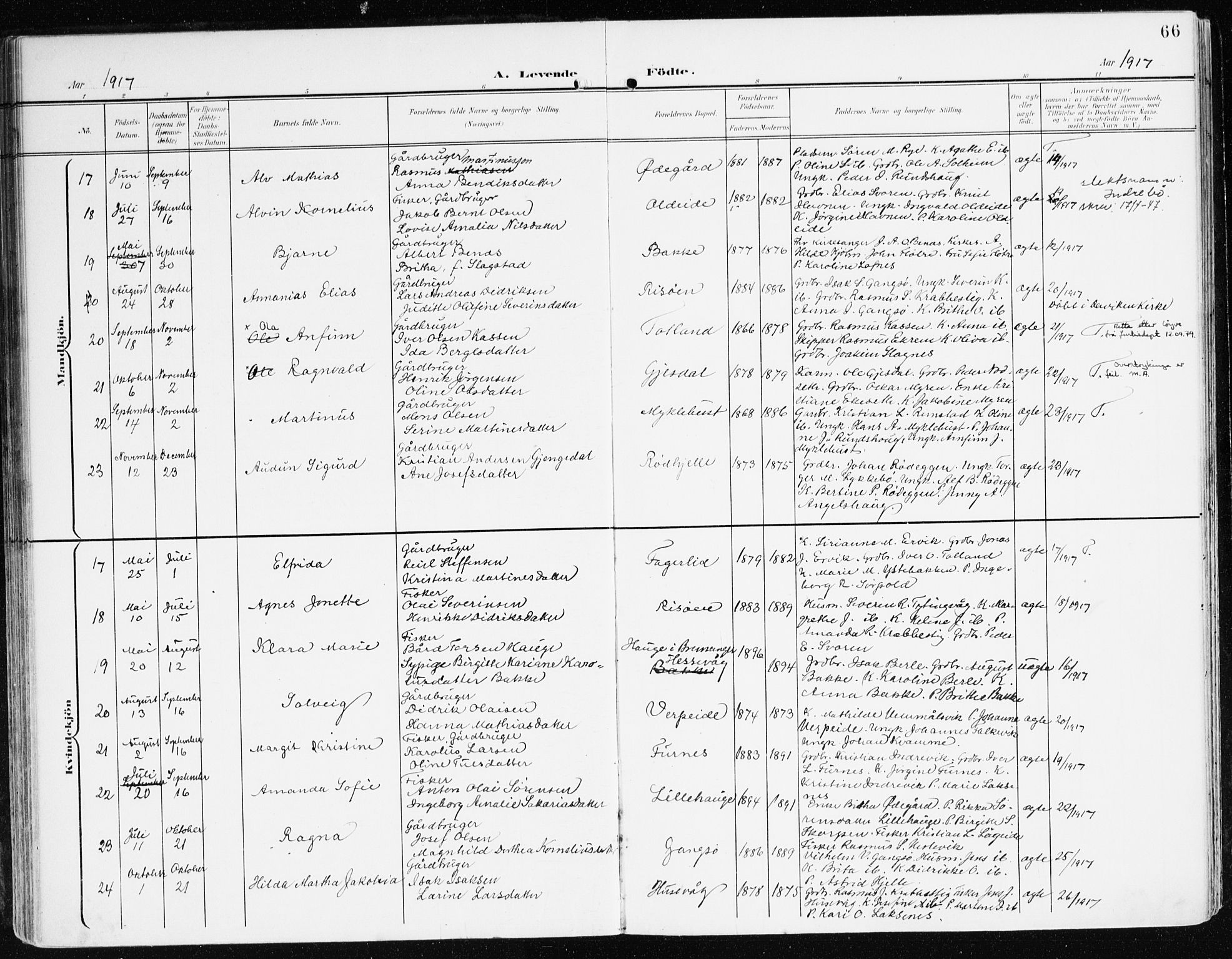 Davik sokneprestembete, AV/SAB-A-79701/H/Haa/Haad/L0002: Parish register (official) no. D 2, 1901-1930, p. 66