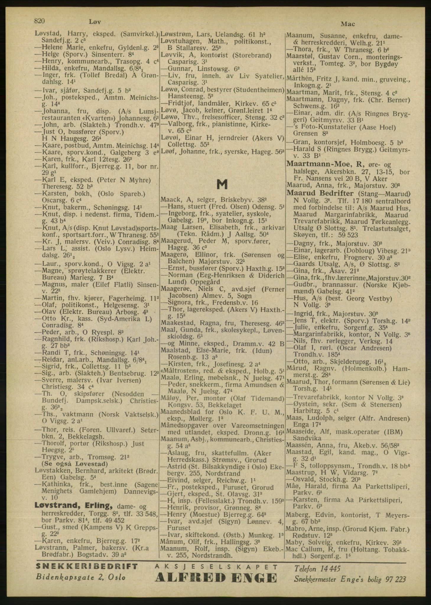 Kristiania/Oslo adressebok, PUBL/-, 1946, p. 820