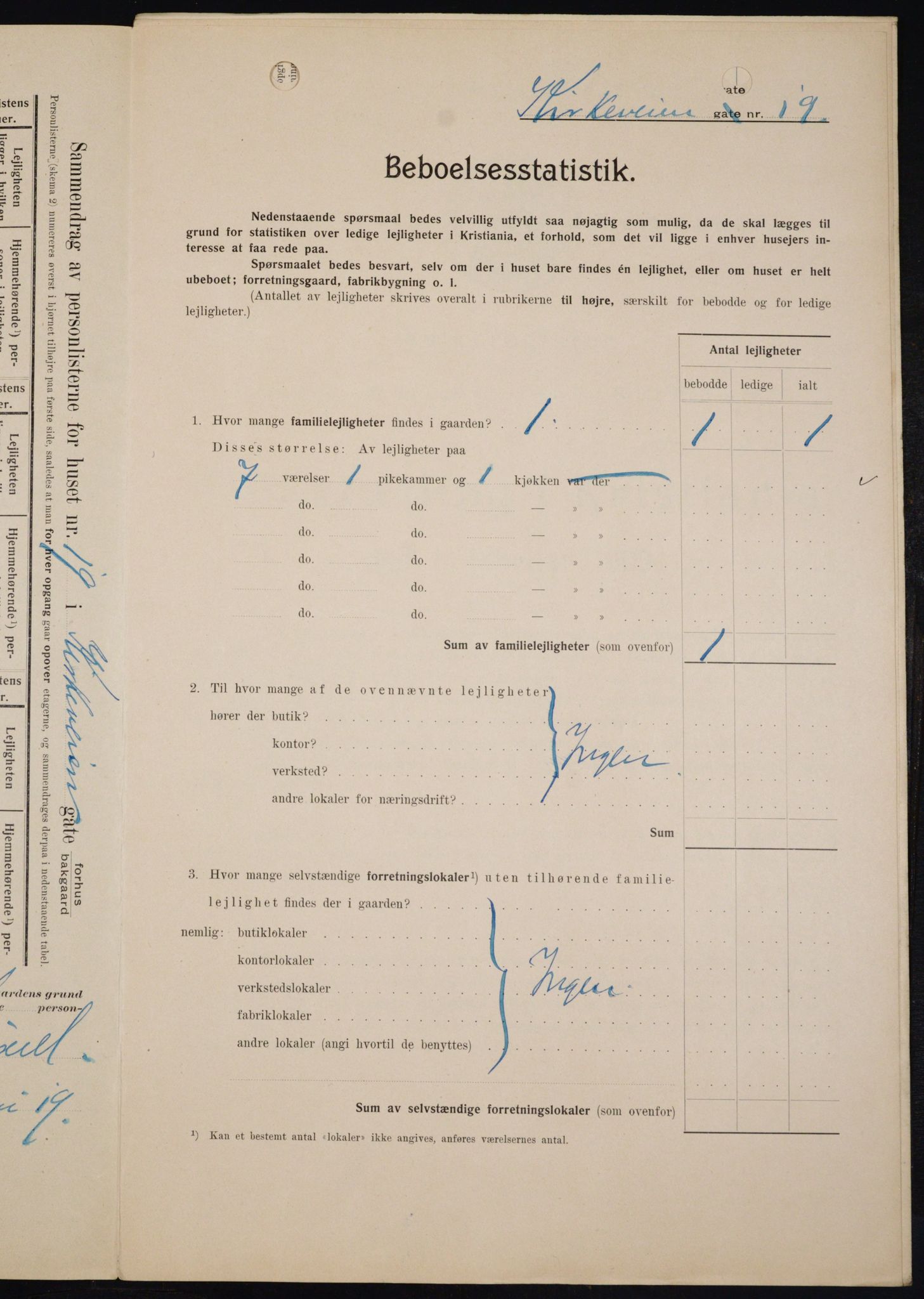 OBA, Municipal Census 1909 for Kristiania, 1909, p. 46478