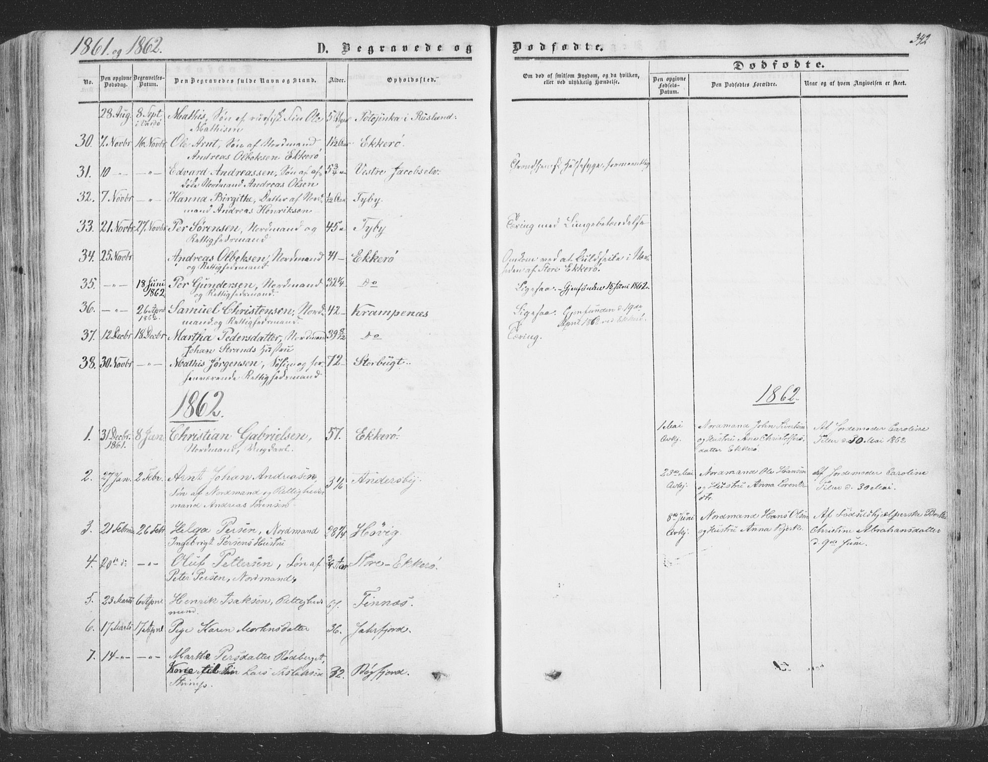 Vadsø sokneprestkontor, SATØ/S-1325/H/Ha/L0004kirke: Parish register (official) no. 4, 1854-1880, p. 342