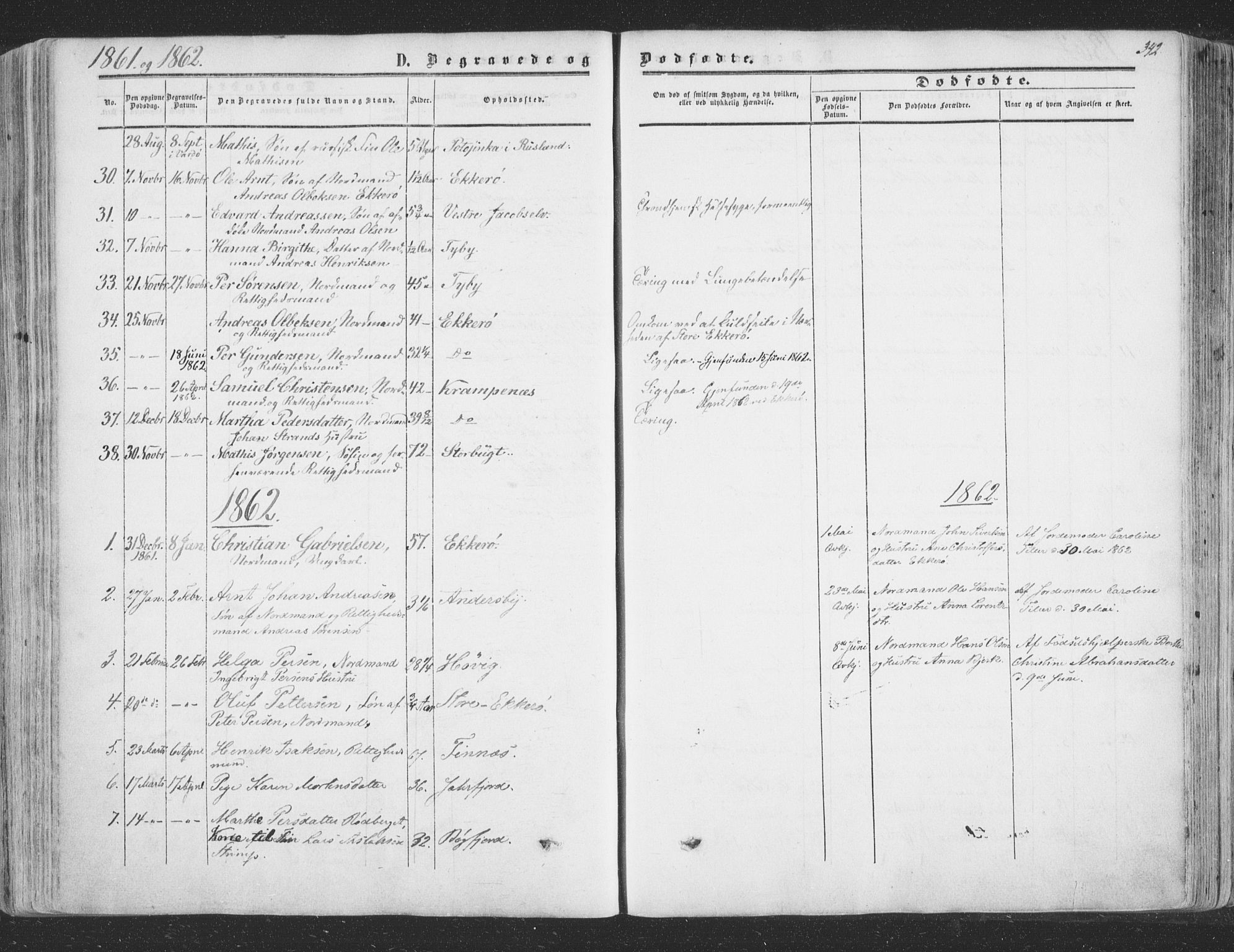 Vadsø sokneprestkontor, AV/SATØ-S-1325/H/Ha/L0004kirke: Parish register (official) no. 4, 1854-1880, p. 342