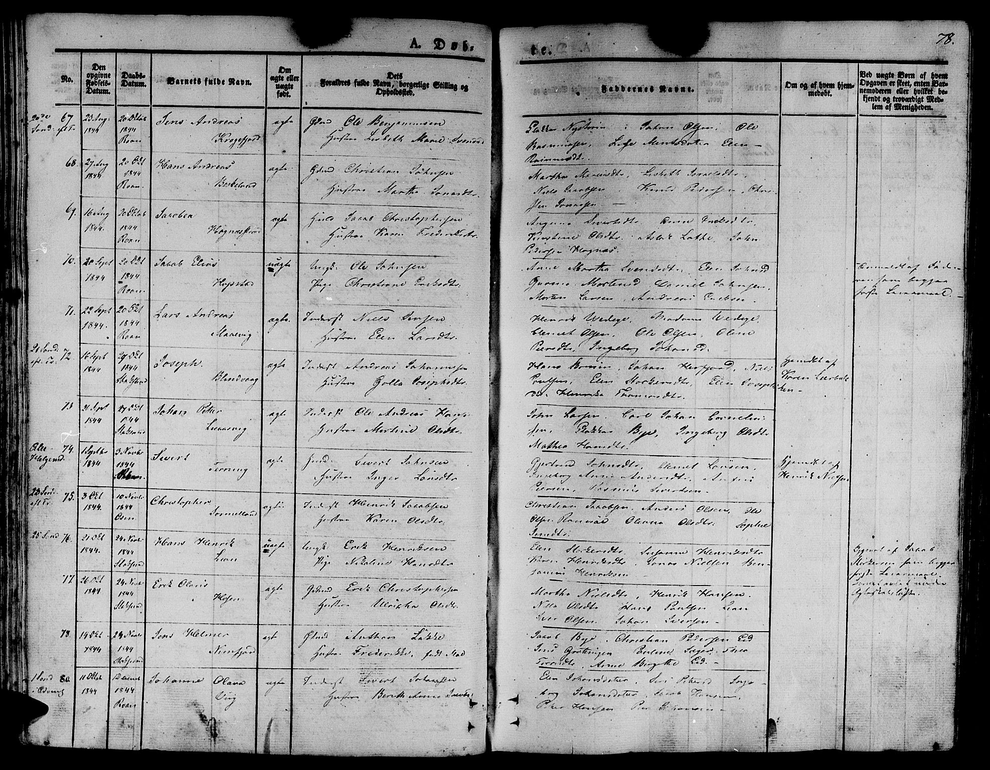 Ministerialprotokoller, klokkerbøker og fødselsregistre - Sør-Trøndelag, SAT/A-1456/657/L0703: Parish register (official) no. 657A04, 1831-1846, p. 78