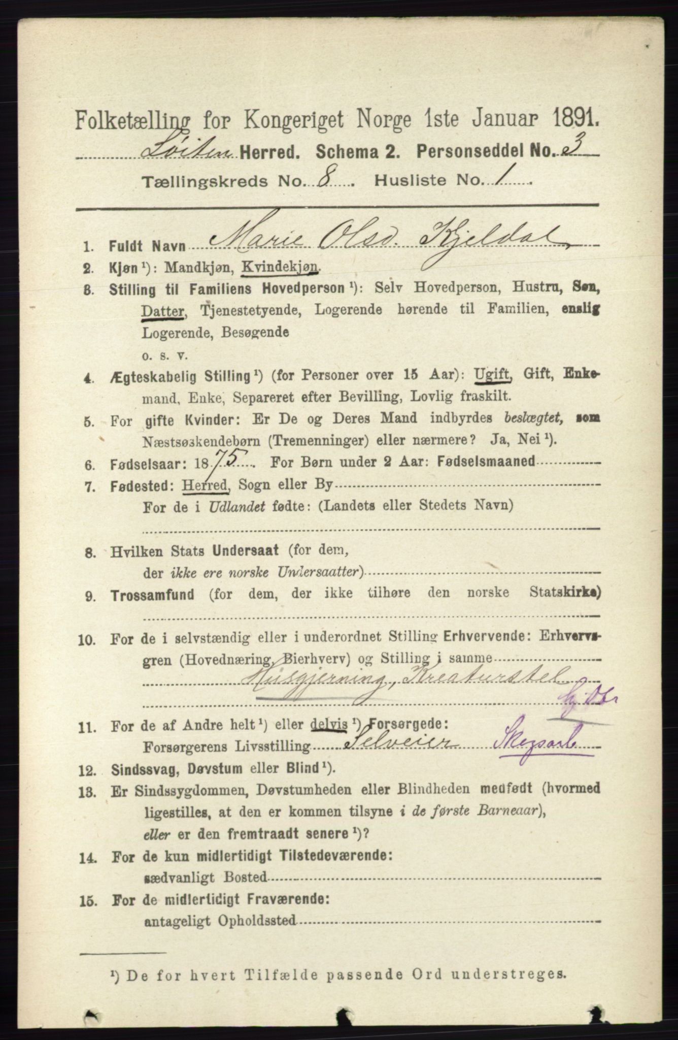 RA, 1891 census for 0415 Løten, 1891, p. 5305