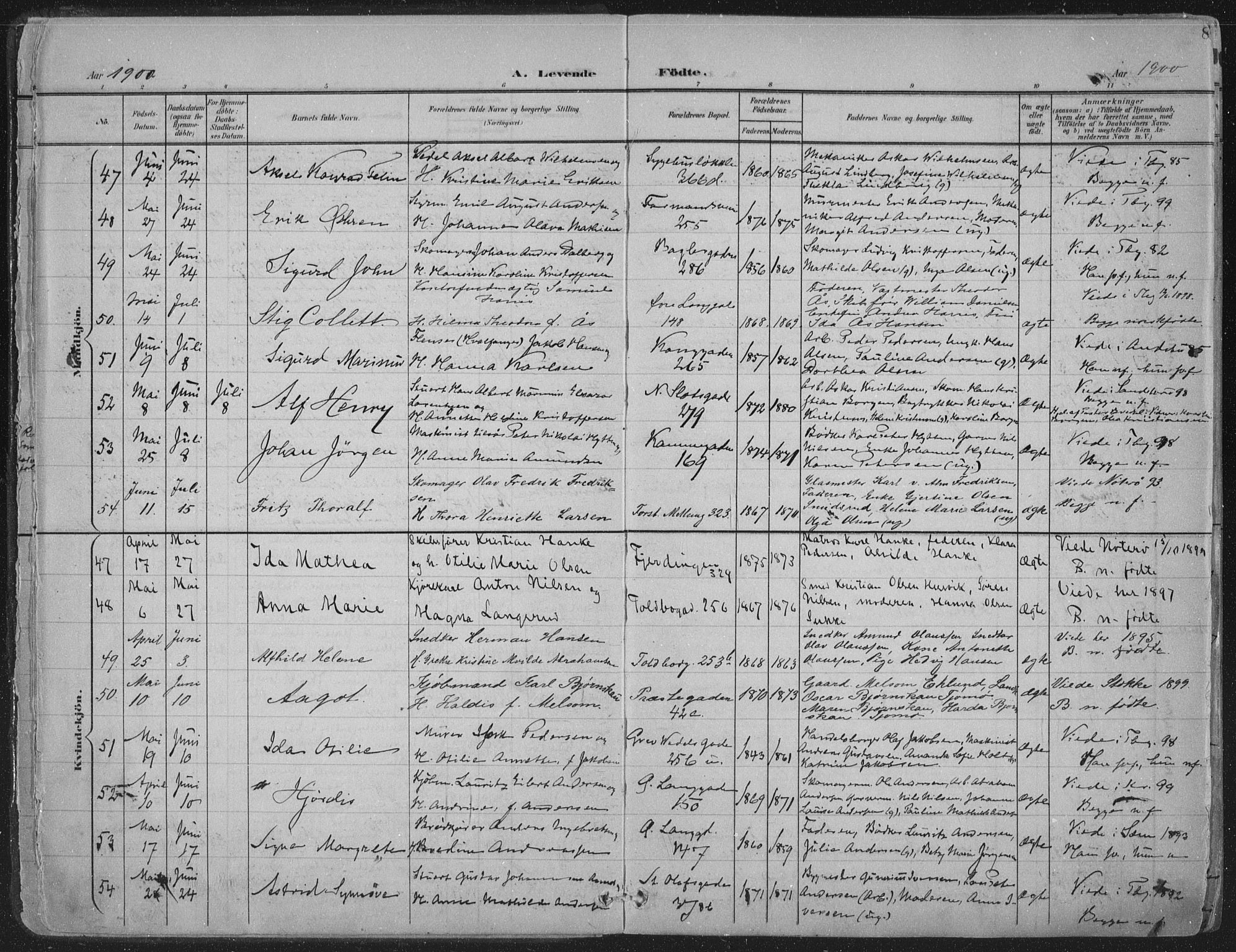 Tønsberg kirkebøker, SAKO/A-330/F/Fa/L0014: Parish register (official) no. I 14, 1900-1913, p. 8