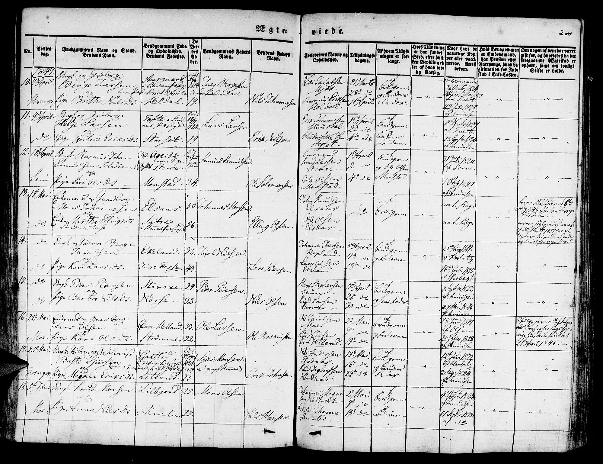 Hosanger sokneprestembete, AV/SAB-A-75801/H/Haa: Parish register (official) no. A 7, 1835-1848, p. 200