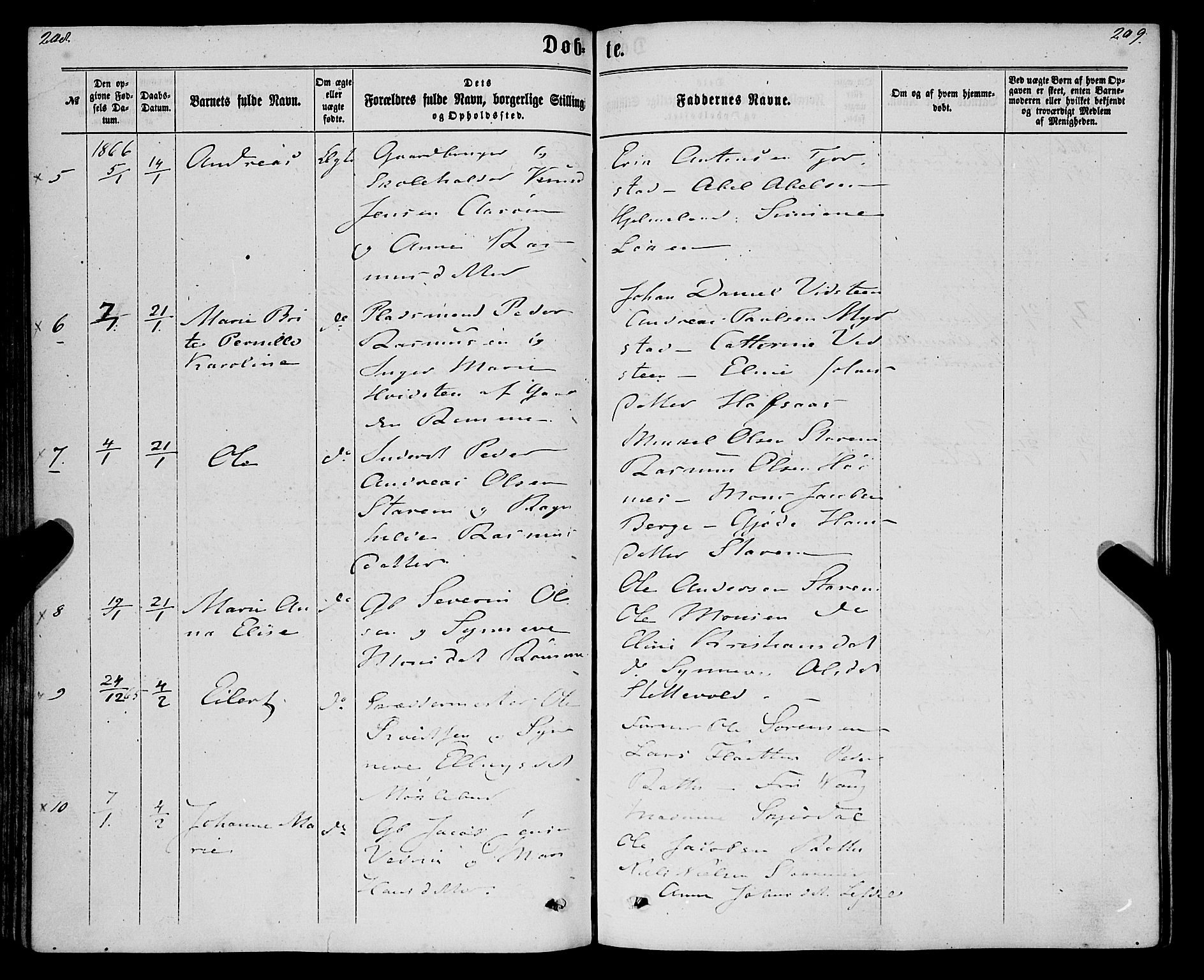 Eid sokneprestembete, AV/SAB-A-82301/H/Haa/Haaa/L0009: Parish register (official) no. A 9, 1861-1868, p. 208-209