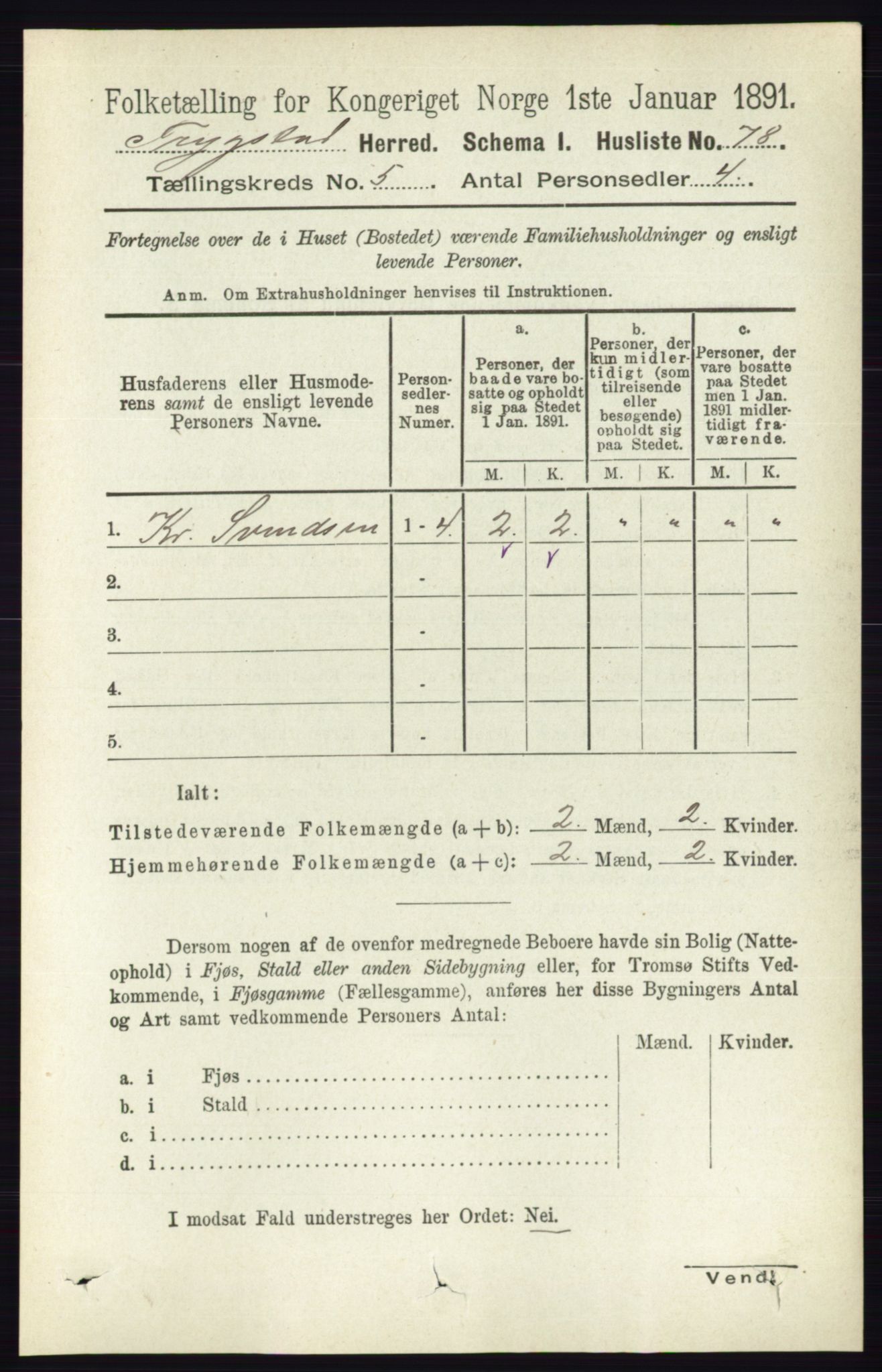 RA, 1891 Census for 0122 Trøgstad, 1891, p. 2021