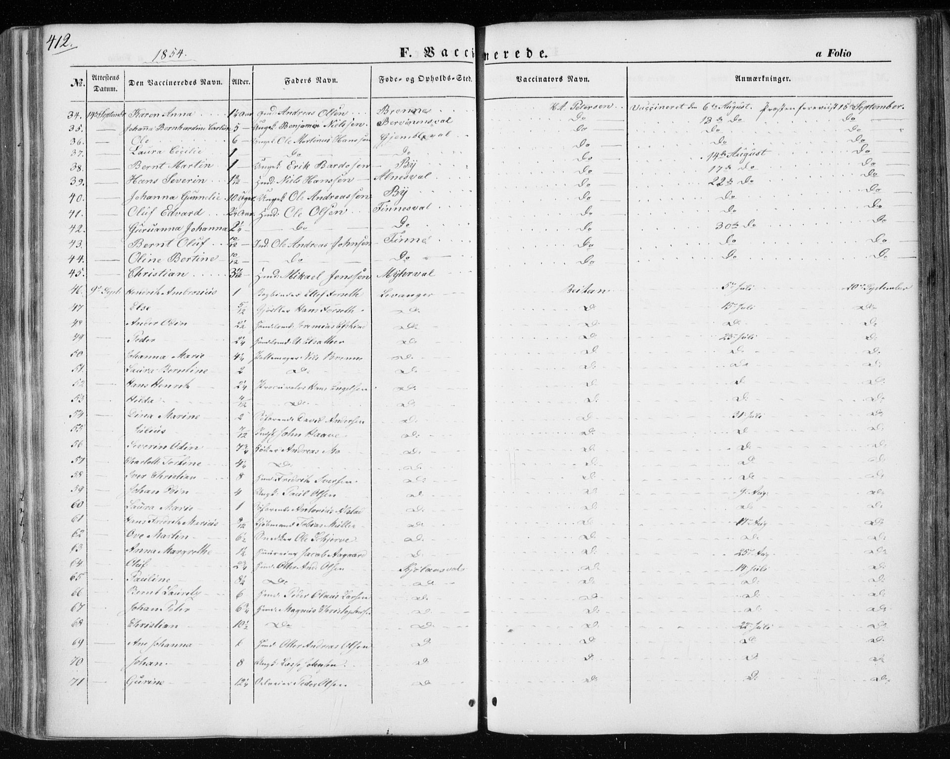 Ministerialprotokoller, klokkerbøker og fødselsregistre - Nord-Trøndelag, AV/SAT-A-1458/717/L0154: Parish register (official) no. 717A07 /1, 1850-1862, p. 412