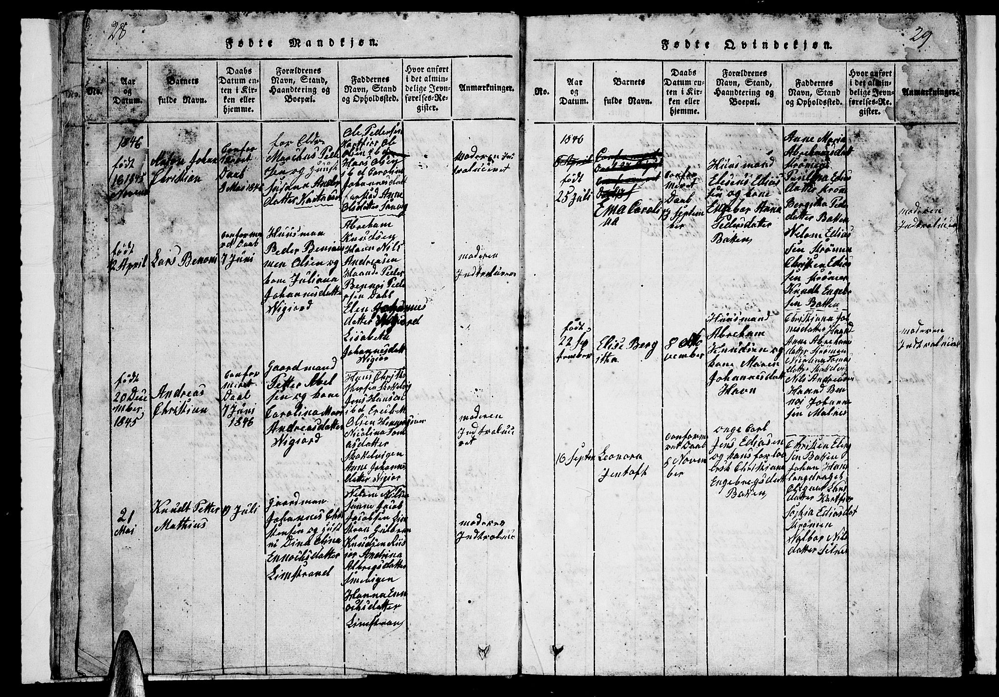 Ministerialprotokoller, klokkerbøker og fødselsregistre - Nordland, AV/SAT-A-1459/884/L1195: Parish register (copy) no. 884C01, 1837-1867, p. 28-29