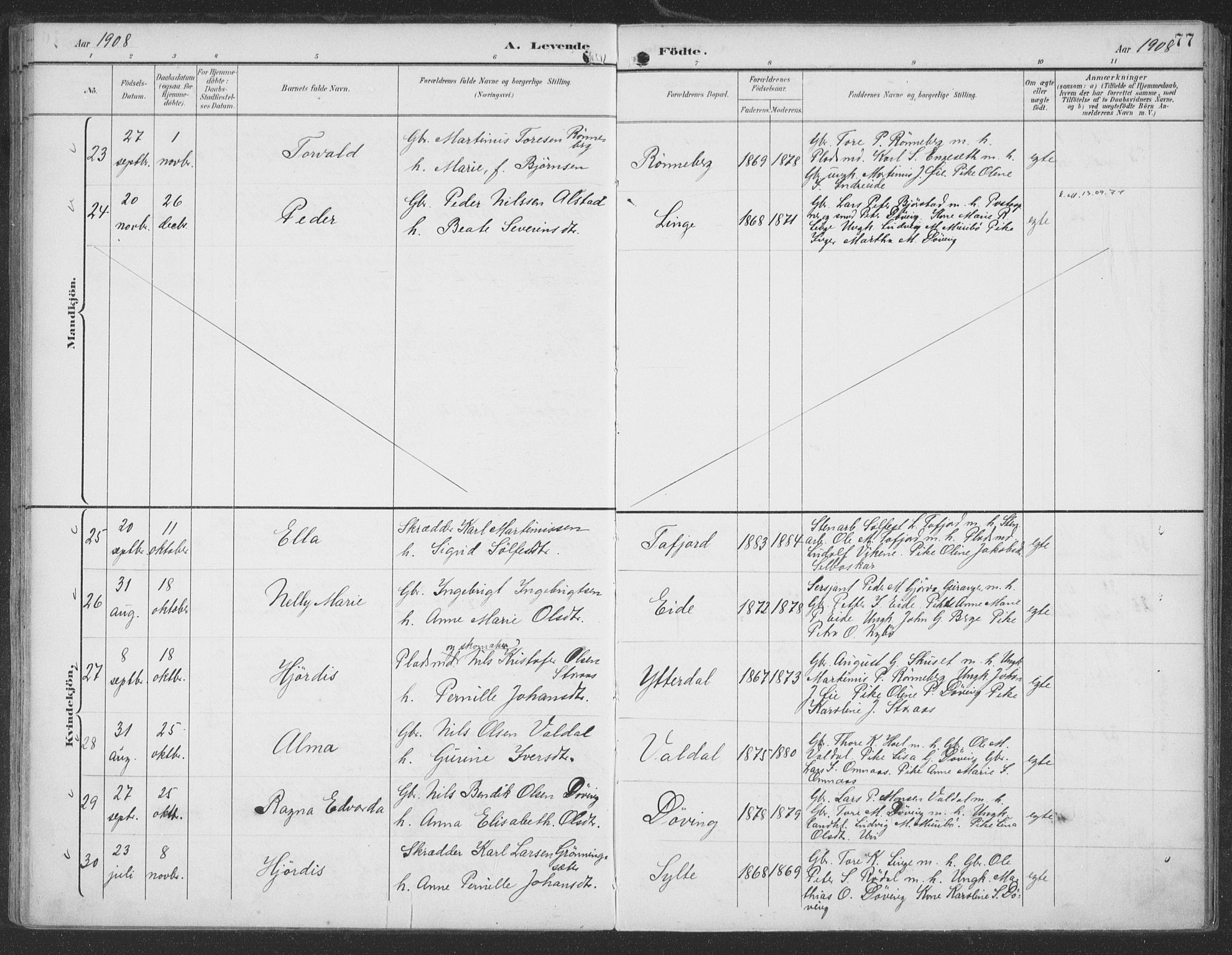 Ministerialprotokoller, klokkerbøker og fødselsregistre - Møre og Romsdal, AV/SAT-A-1454/519/L0256: Parish register (official) no. 519A15, 1895-1912, p. 77