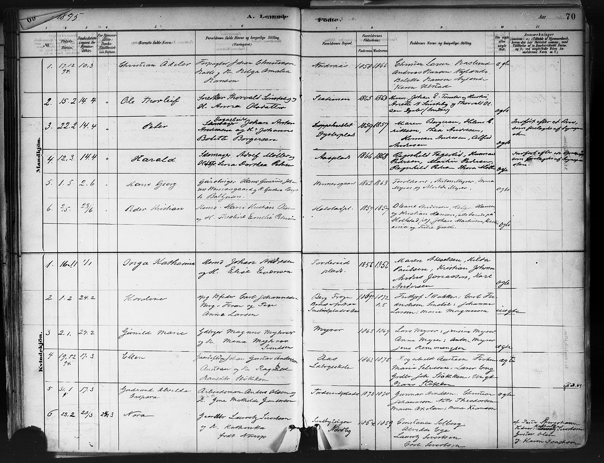 Ås prestekontor Kirkebøker, SAO/A-10894/F/Fa/L0009: Parish register (official) no. I 9, 1881-1900, p. 70