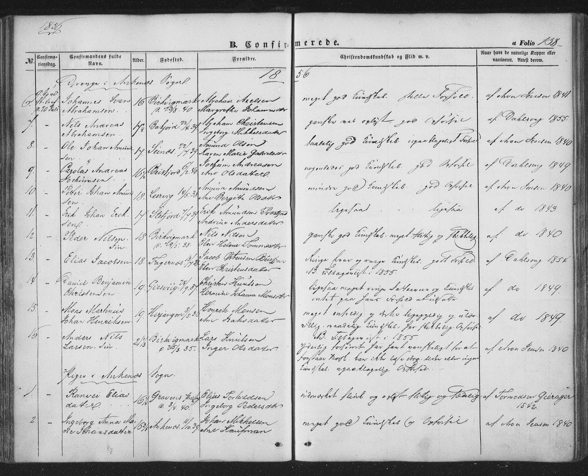 Ministerialprotokoller, klokkerbøker og fødselsregistre - Nordland, AV/SAT-A-1459/863/L0895: Parish register (official) no. 863A07, 1851-1860, p. 138