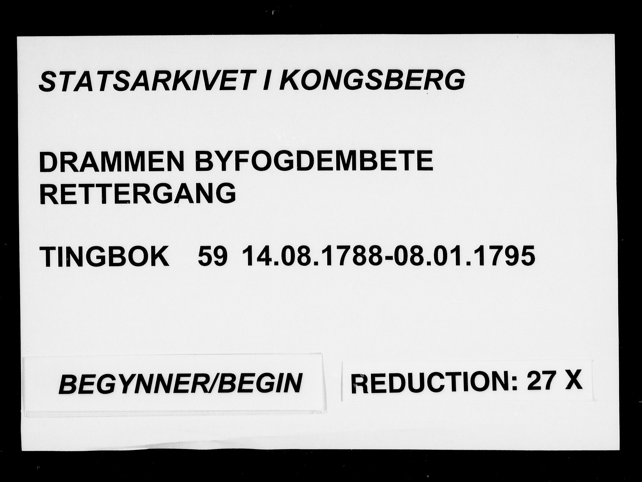 Drammen byfogd, AV/SAKO-A-222/F/Fa/L0059: Tingbok for Bragernes, 1788-1795