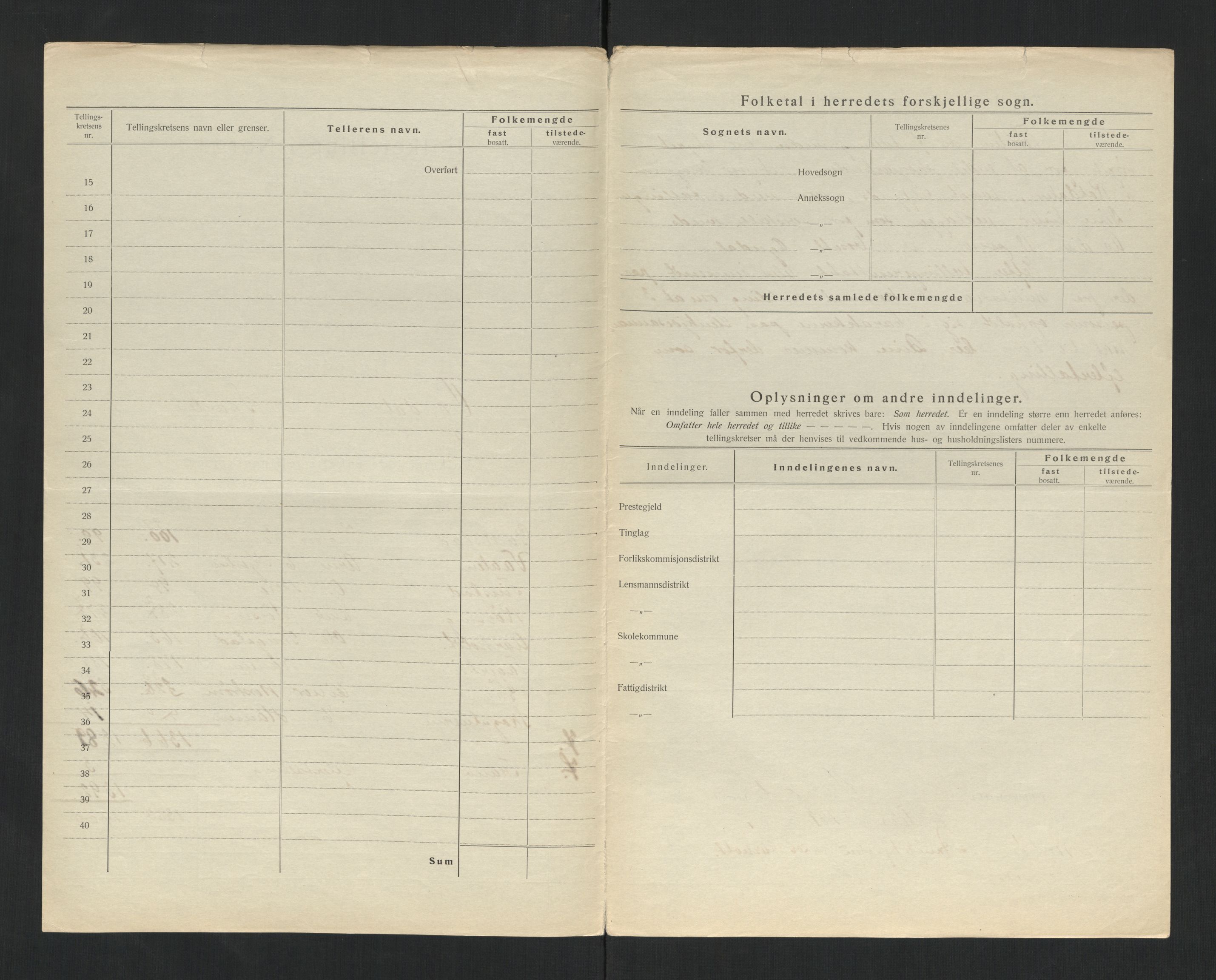 SAT, 1920 census for Ogndal, 1920, p. 6