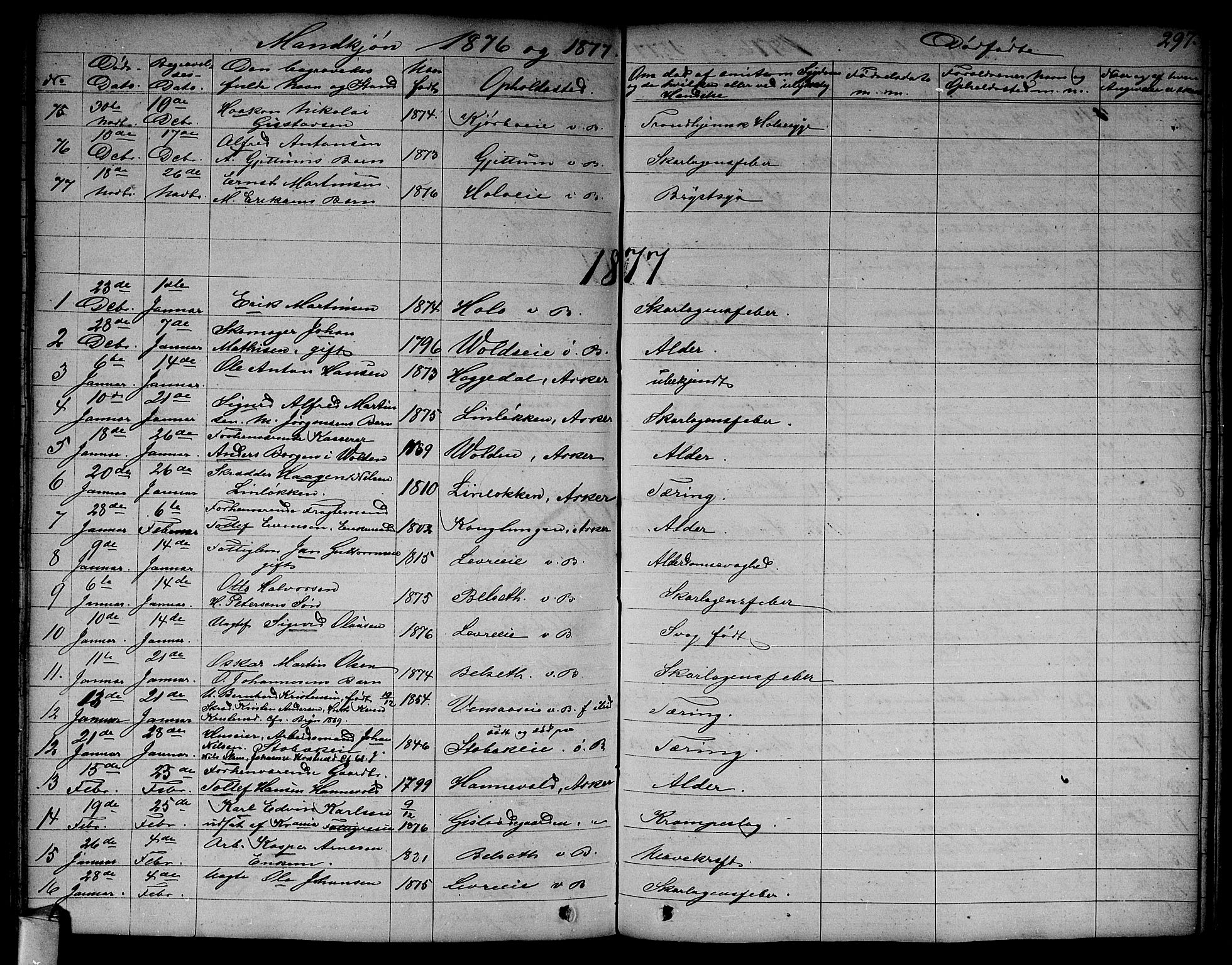 Asker prestekontor Kirkebøker, SAO/A-10256a/F/Fa/L0011: Parish register (official) no. I 11, 1825-1878, p. 297