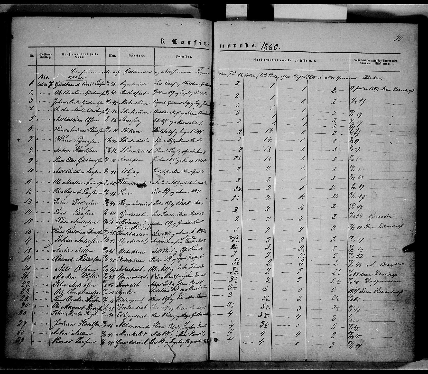 Nordre Land prestekontor, AV/SAH-PREST-124/H/Ha/Haa/L0001: Parish register (official) no. 1, 1860-1871, p. 90