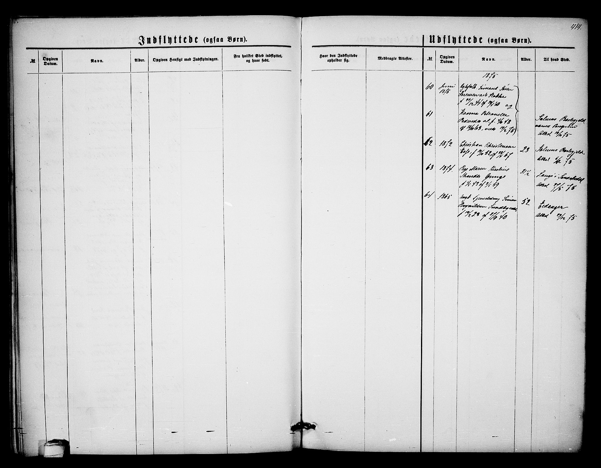 Bamble kirkebøker, SAKO/A-253/G/Ga/L0006: Parish register (copy) no. I 6, 1860-1876, p. 414