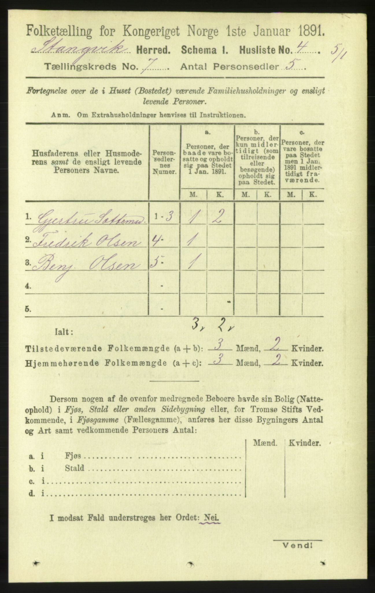 RA, 1891 census for 1564 Stangvik, 1891, p. 2976