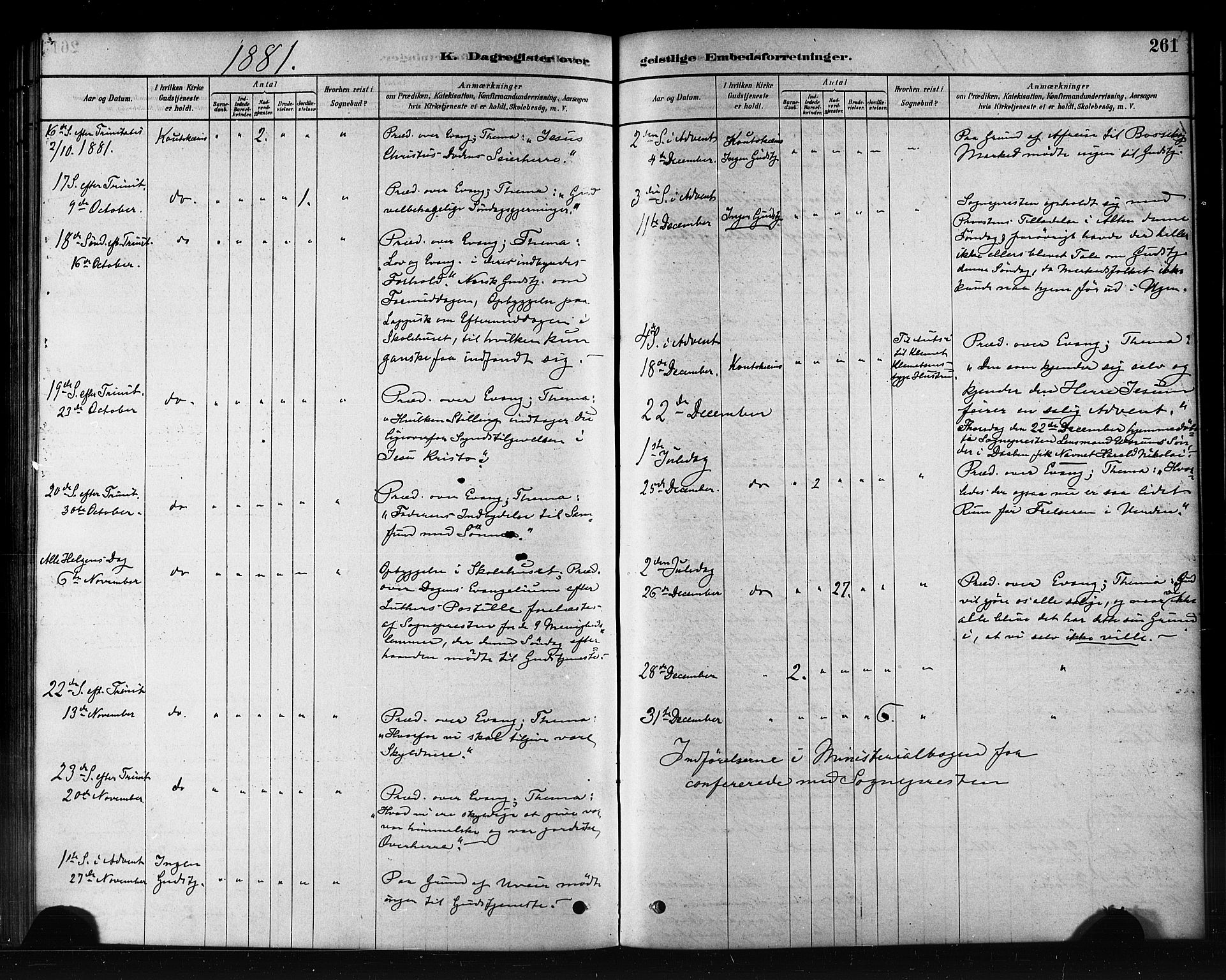 Kautokeino sokneprestembete, AV/SATØ-S-1340/H/Hb/L0002.klokk: Parish register (copy) no. 2, 1877-1896, p. 261
