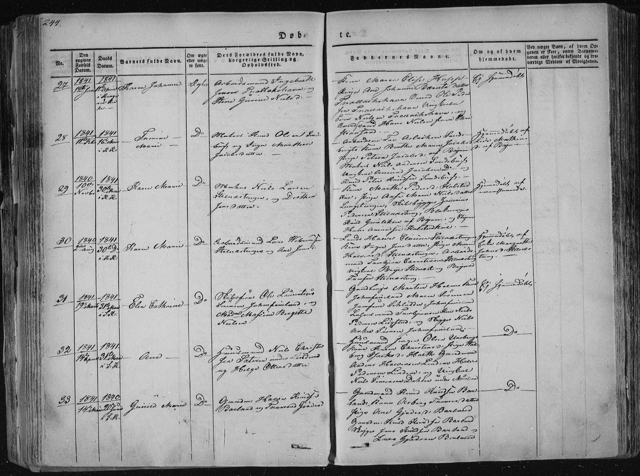 Sannidal kirkebøker, AV/SAKO-A-296/F/Fa/L0006: Parish register (official) no. 6, 1831-1847, p. 244