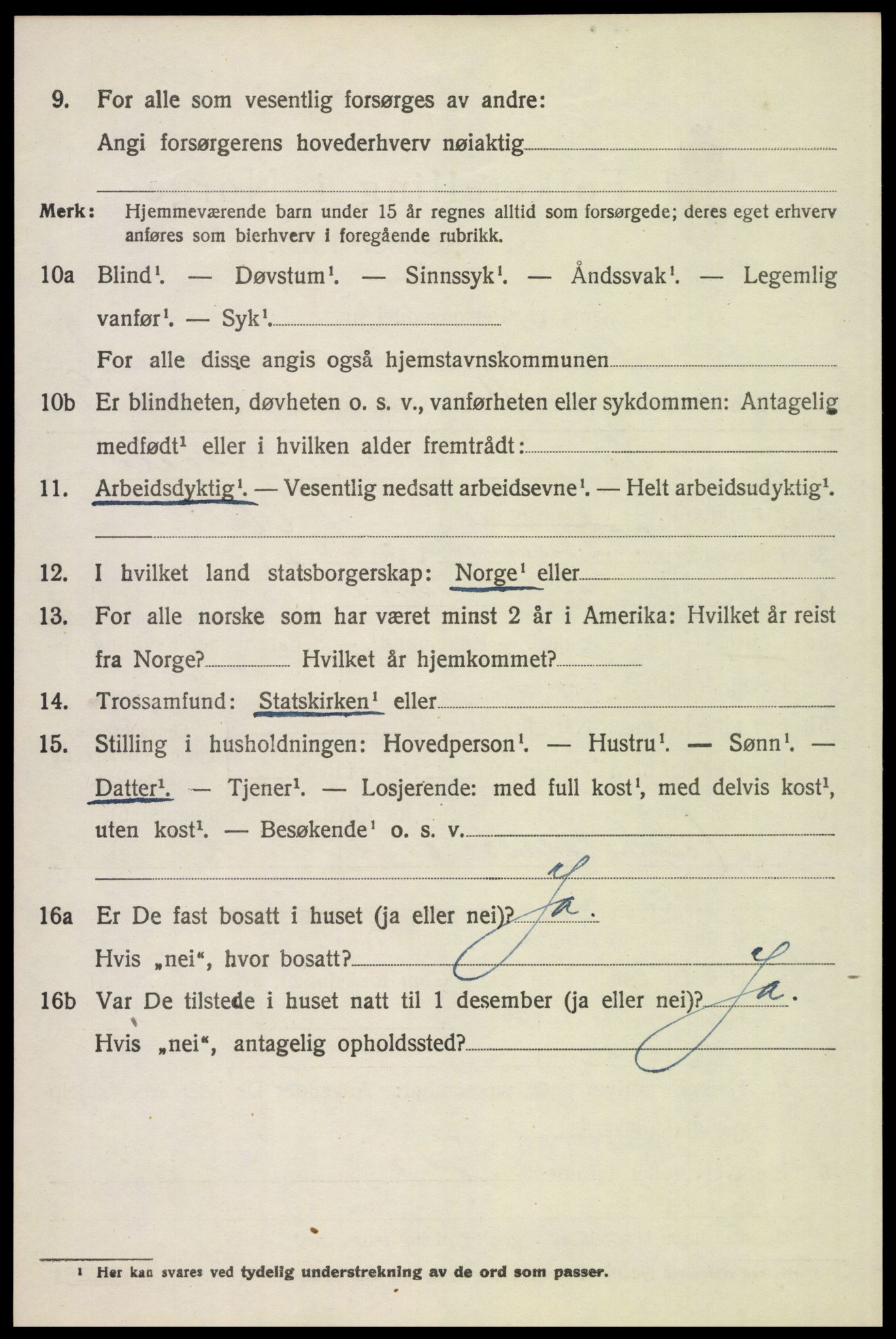 SAH, 1920 census for Tynset, 1920, p. 1633
