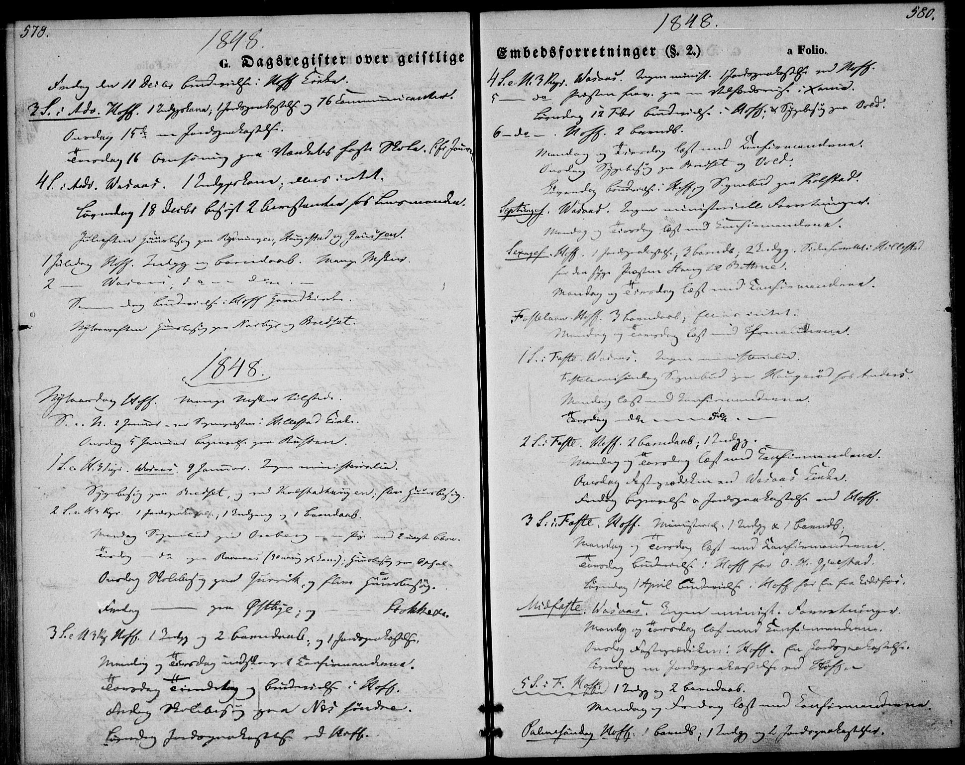 Hof kirkebøker, AV/SAKO-A-64/F/Fa/L0005: Parish register (official) no. I 5, 1844-1851, p. 579-580