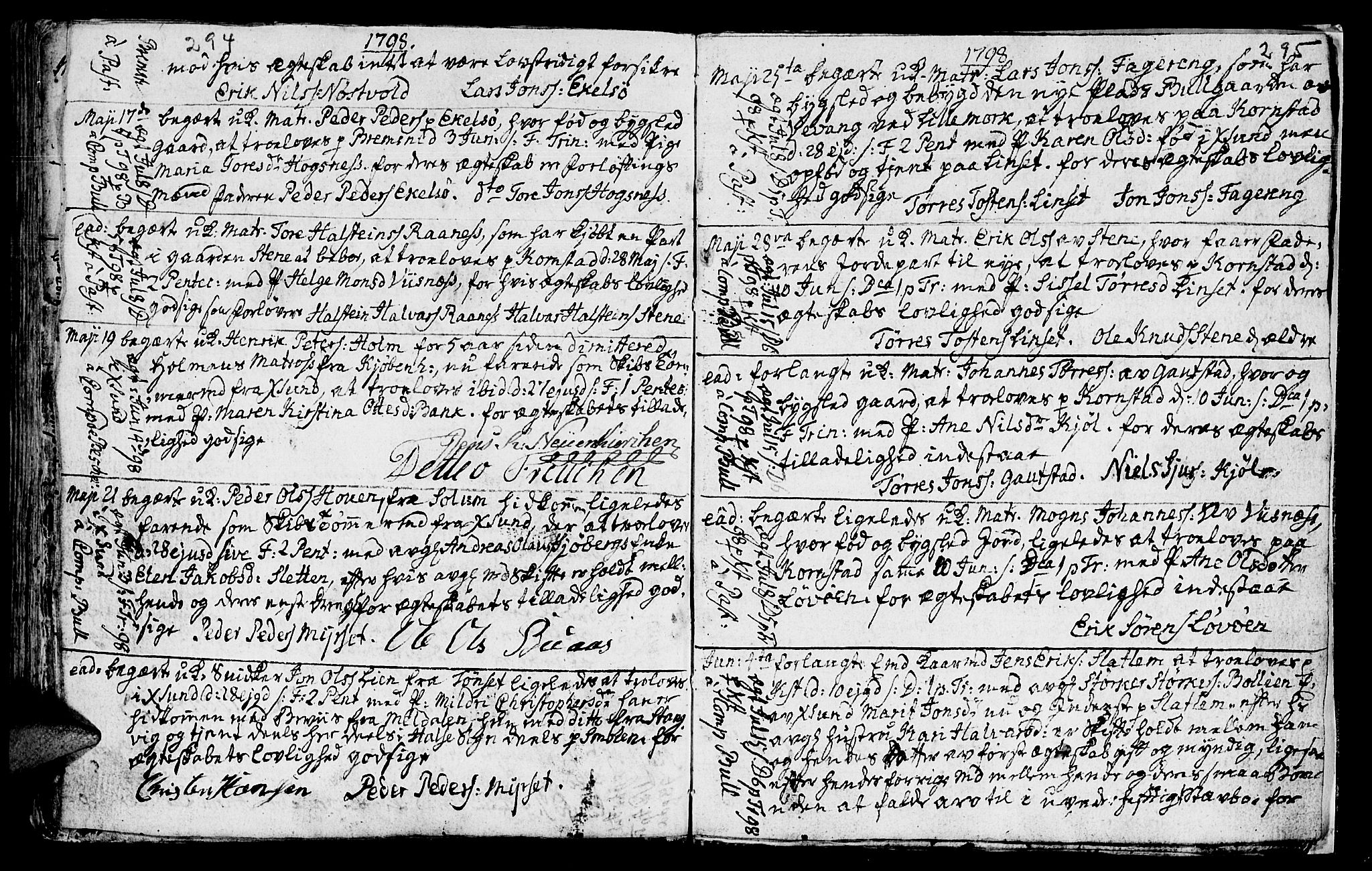 Ministerialprotokoller, klokkerbøker og fødselsregistre - Møre og Romsdal, SAT/A-1454/568/L0794: Parish register (official) no. 568A03, 1764-1801, p. 294-295