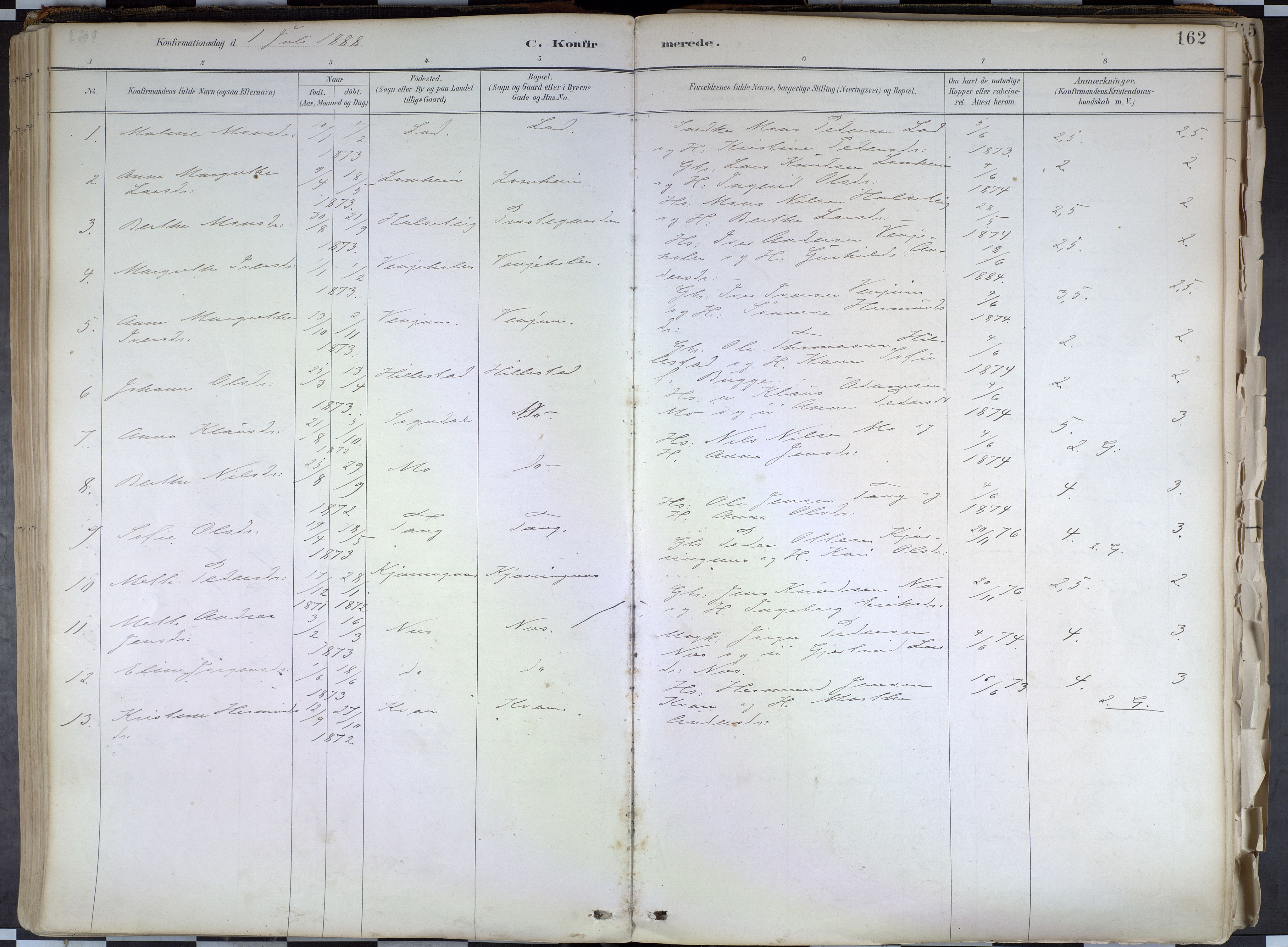 Hafslo sokneprestembete, AV/SAB-A-80301/H/Haa/Haab/L0001: Parish register (official) no. B 1, 1886-1945, p. 162