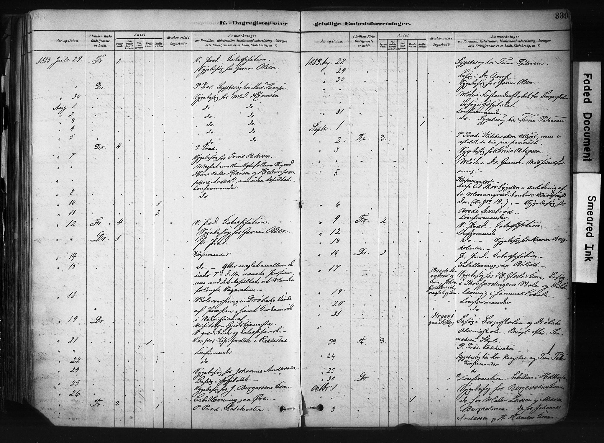 Drøbak prestekontor Kirkebøker, AV/SAO-A-10142a/F/Fb/L0001: Parish register (official) no. II 1, 1878-1891, p. 339