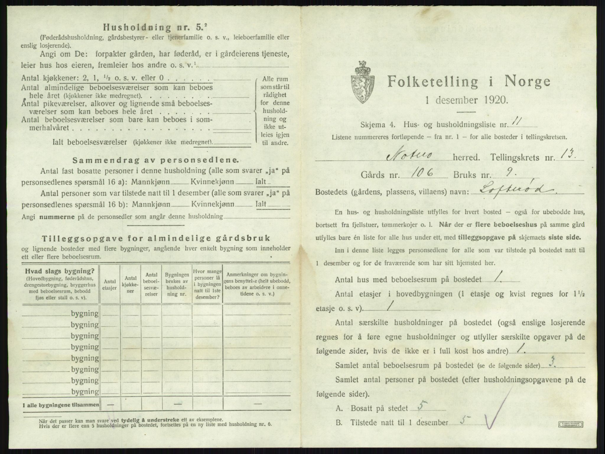 SAKO, 1920 census for Nøtterøy, 1920, p. 2578