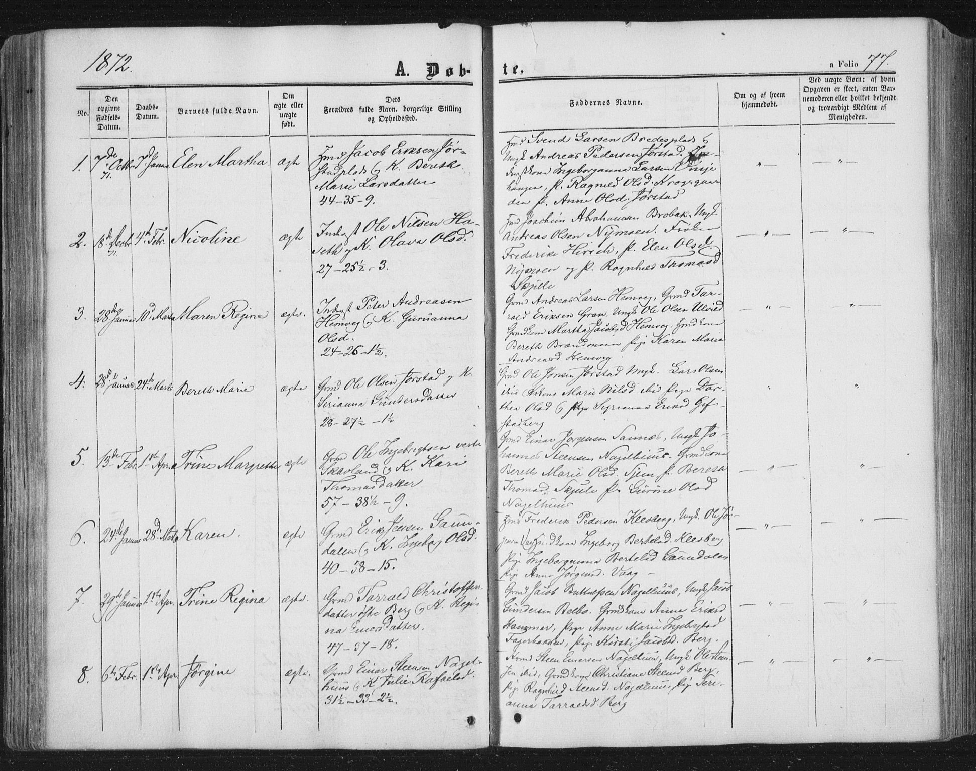 Ministerialprotokoller, klokkerbøker og fødselsregistre - Nord-Trøndelag, SAT/A-1458/749/L0472: Parish register (official) no. 749A06, 1857-1873, p. 77
