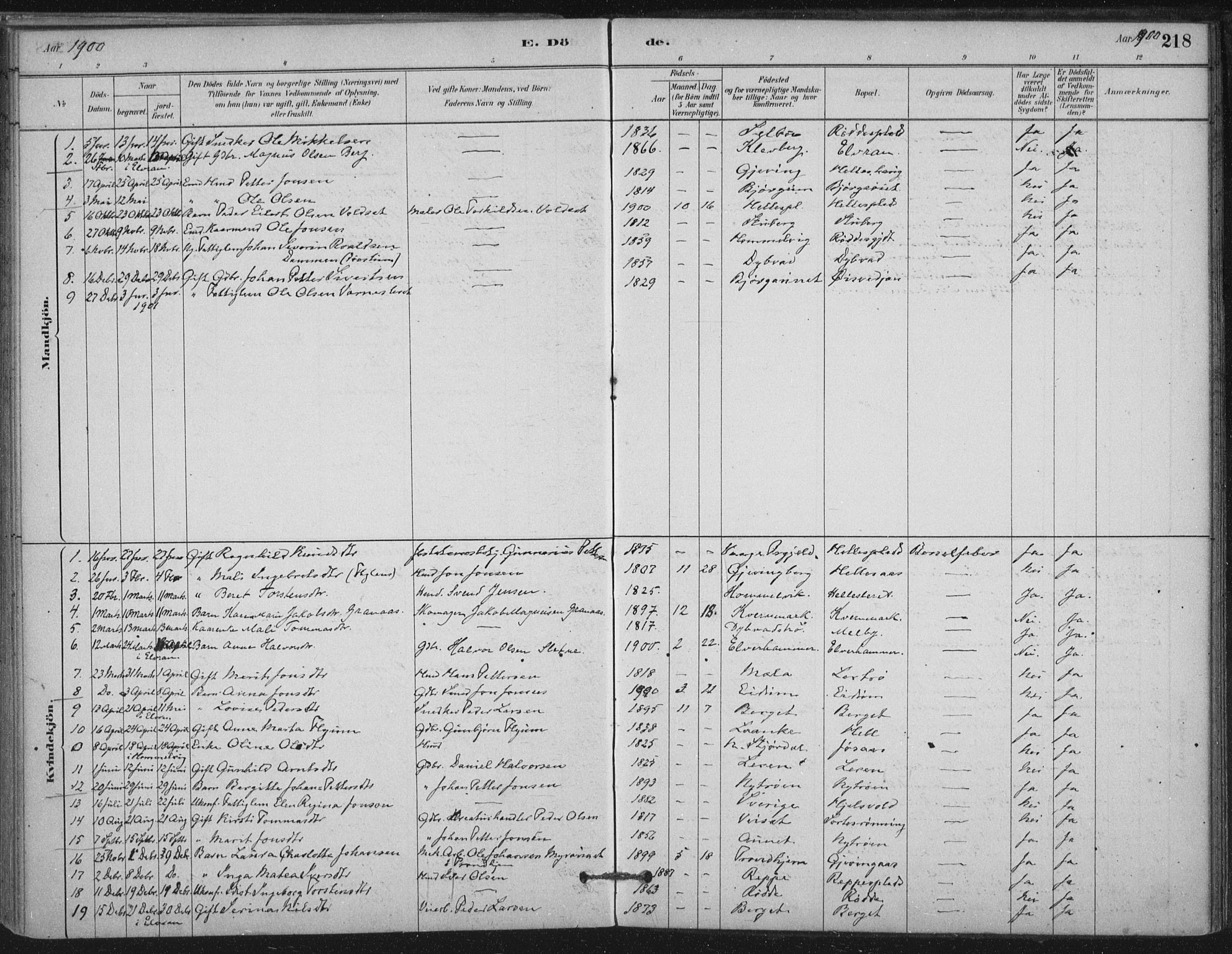 Ministerialprotokoller, klokkerbøker og fødselsregistre - Nord-Trøndelag, SAT/A-1458/710/L0095: Parish register (official) no. 710A01, 1880-1914, p. 218