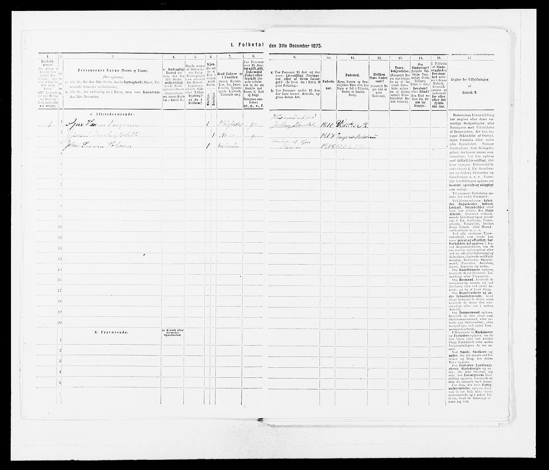 SAB, 1875 census for 1418P Balestrand, 1875, p. 605