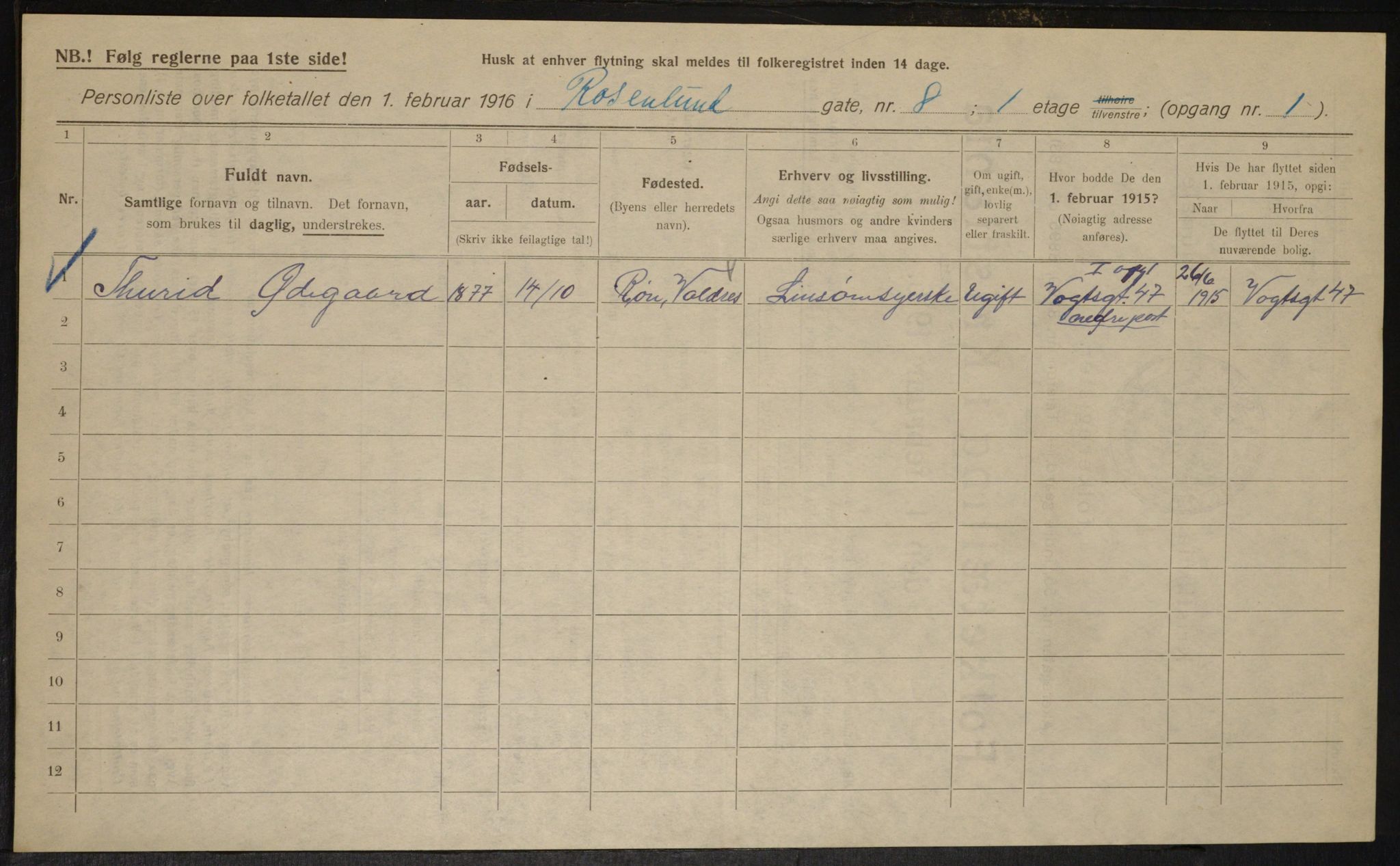 OBA, Municipal Census 1916 for Kristiania, 1916, p. 86336