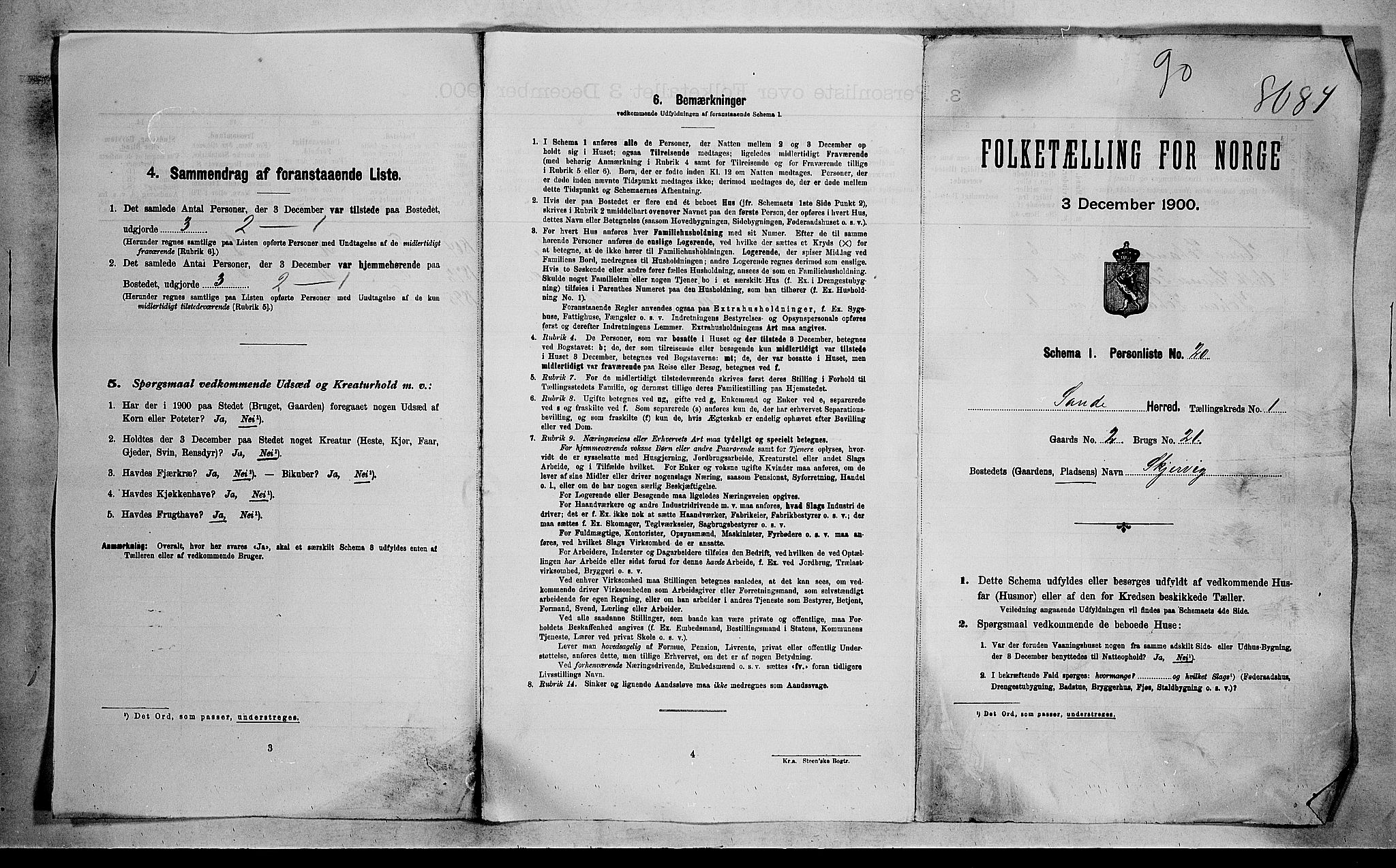 RA, 1900 census for Sande, 1900, p. 26