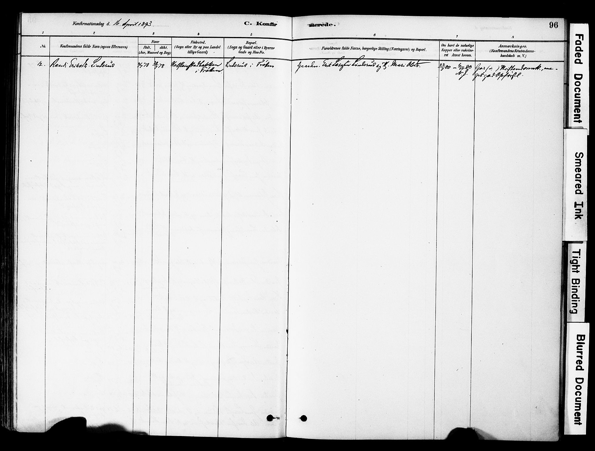 Øyer prestekontor, SAH/PREST-084/H/Ha/Haa/L0009: Parish register (official) no. 9, 1878-1893, p. 96