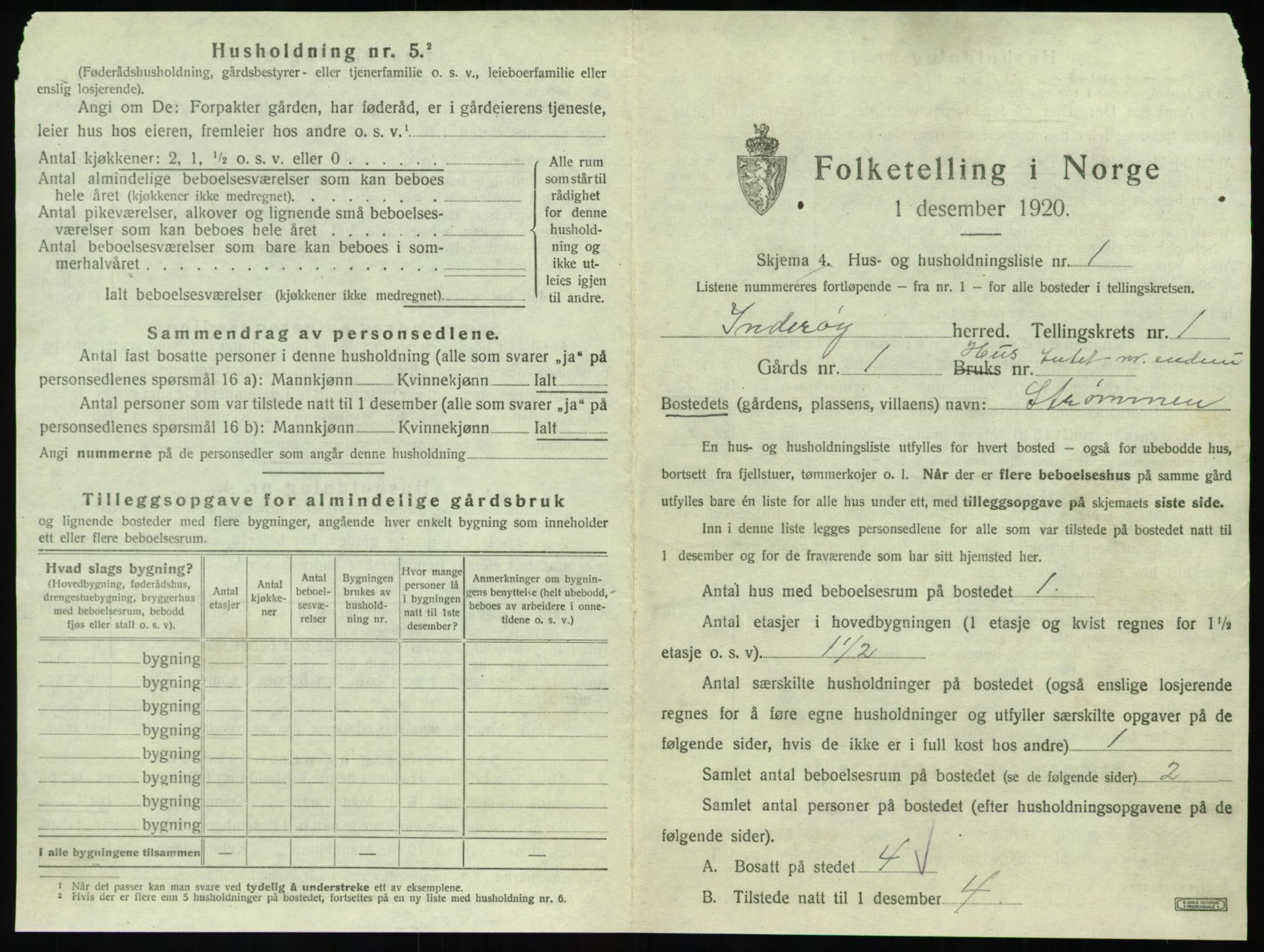 SAT, 1920 census for Inderøy, 1920, p. 41