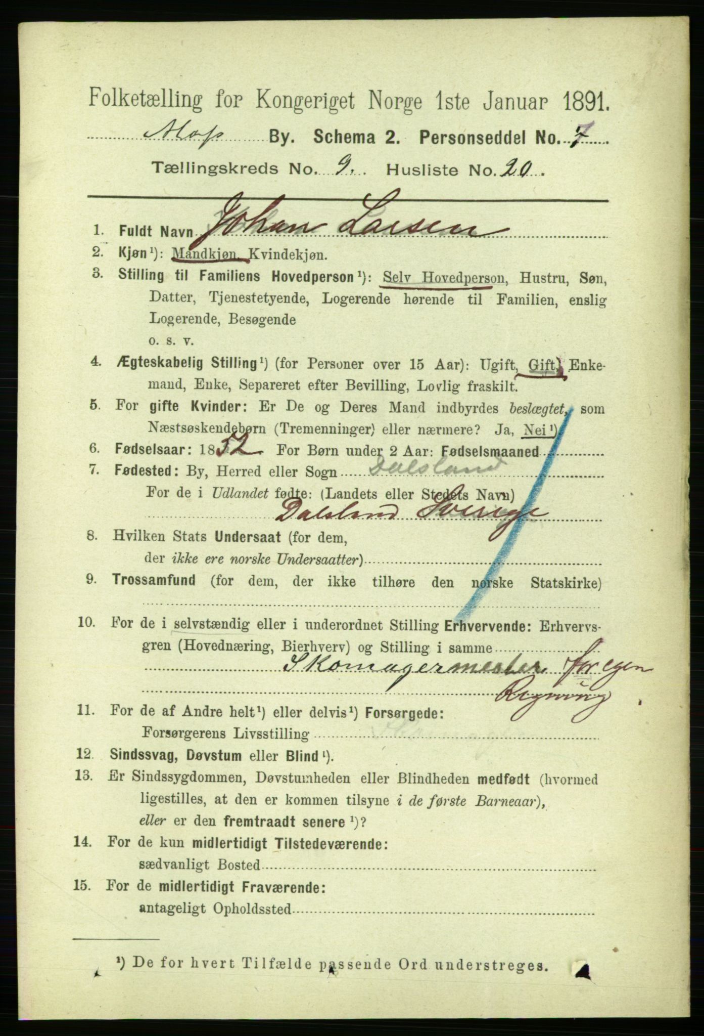 RA, 1891 census for 0104 Moss, 1891, p. 5466