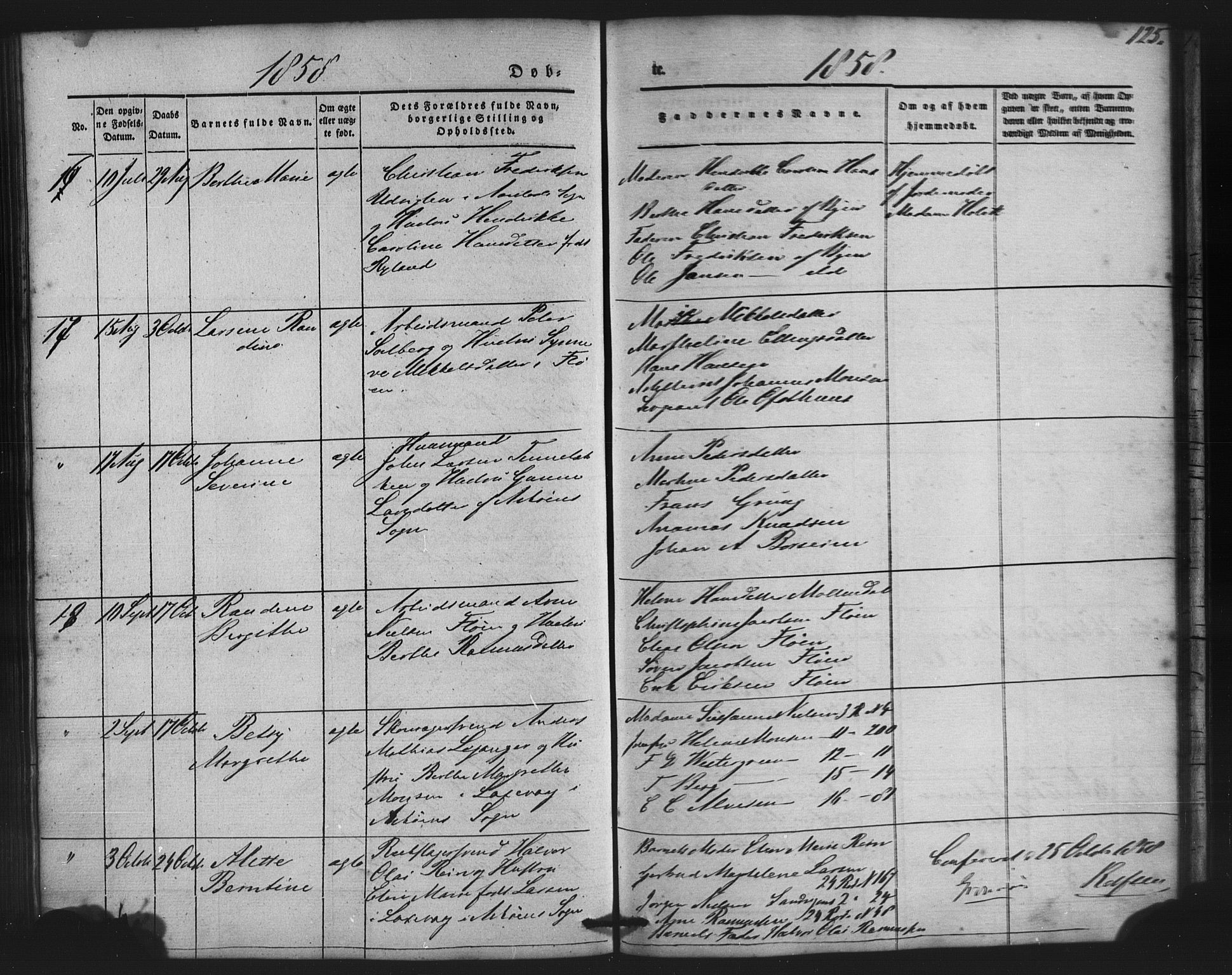 St. Jørgens hospital og Årstad sokneprestembete, AV/SAB-A-99934: Parish register (copy) no. A 2, 1843-1863, p. 125