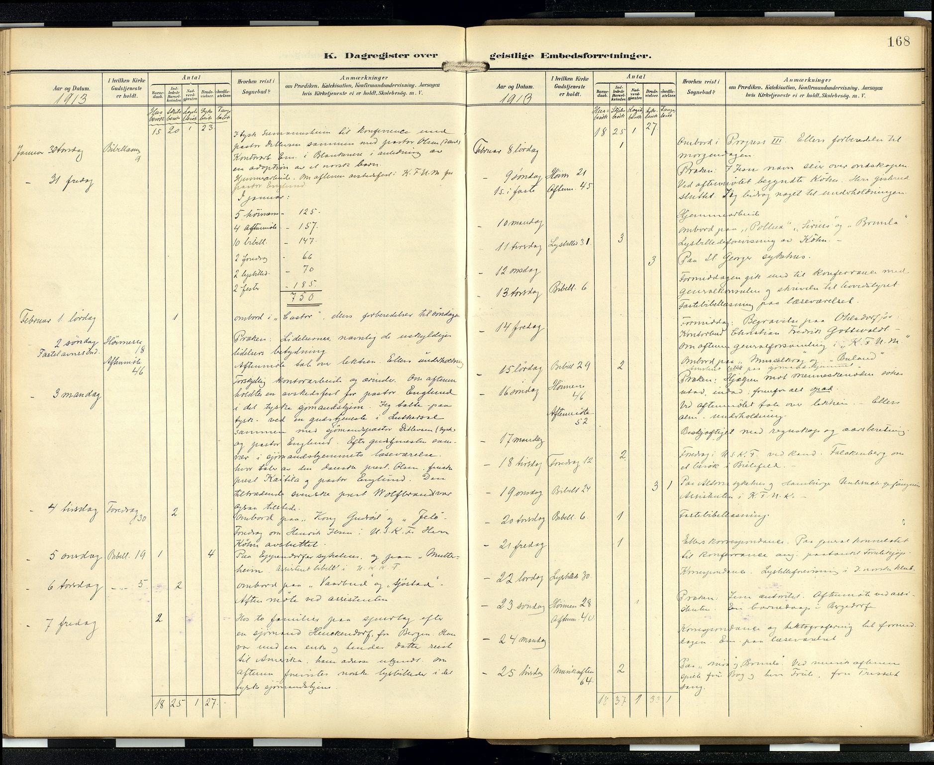 Den norske sjømannsmisjon i utlandet/Hamburg, AV/SAB-SAB/PA-0107/H/Ha/L0001: Parish register (official) no. A 1, 1907-1951, p. 167b-168a