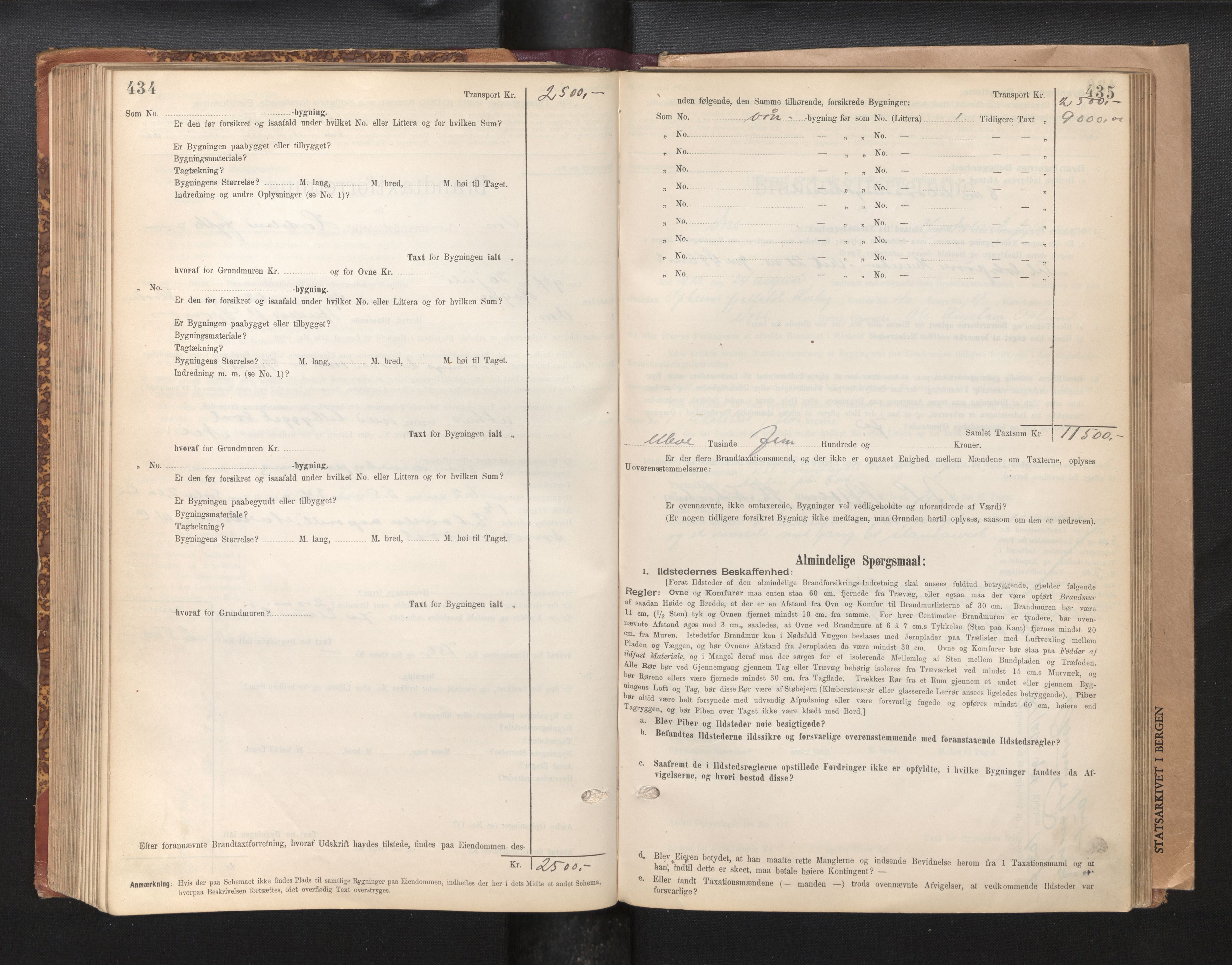 Lensmannen i Voss, SAB/A-35801/0012/L0008: Branntakstprotokoll, skjematakst, 1895-1945, p. 434-435