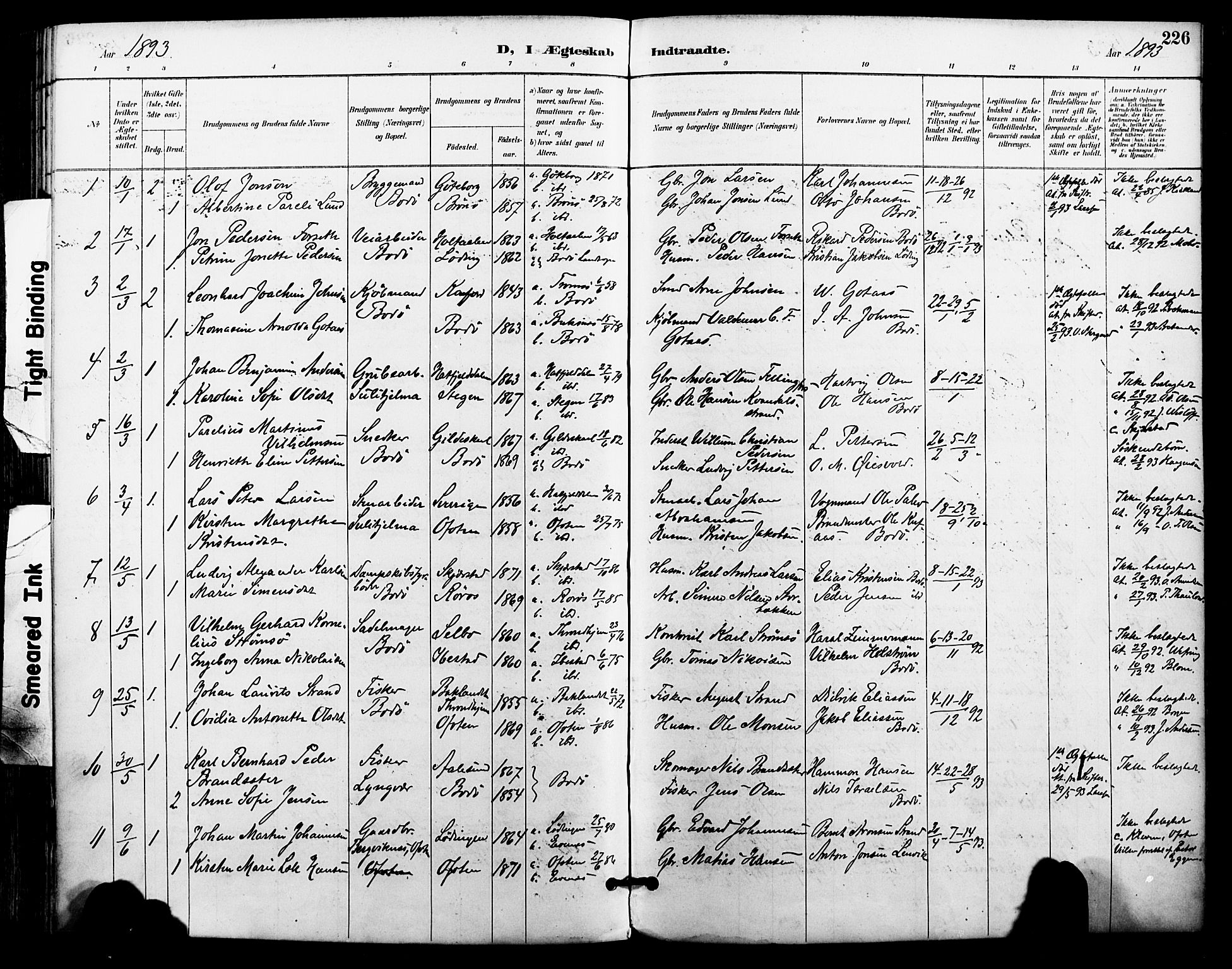 Ministerialprotokoller, klokkerbøker og fødselsregistre - Nordland, AV/SAT-A-1459/801/L0010: Parish register (official) no. 801A10, 1888-1899, p. 226