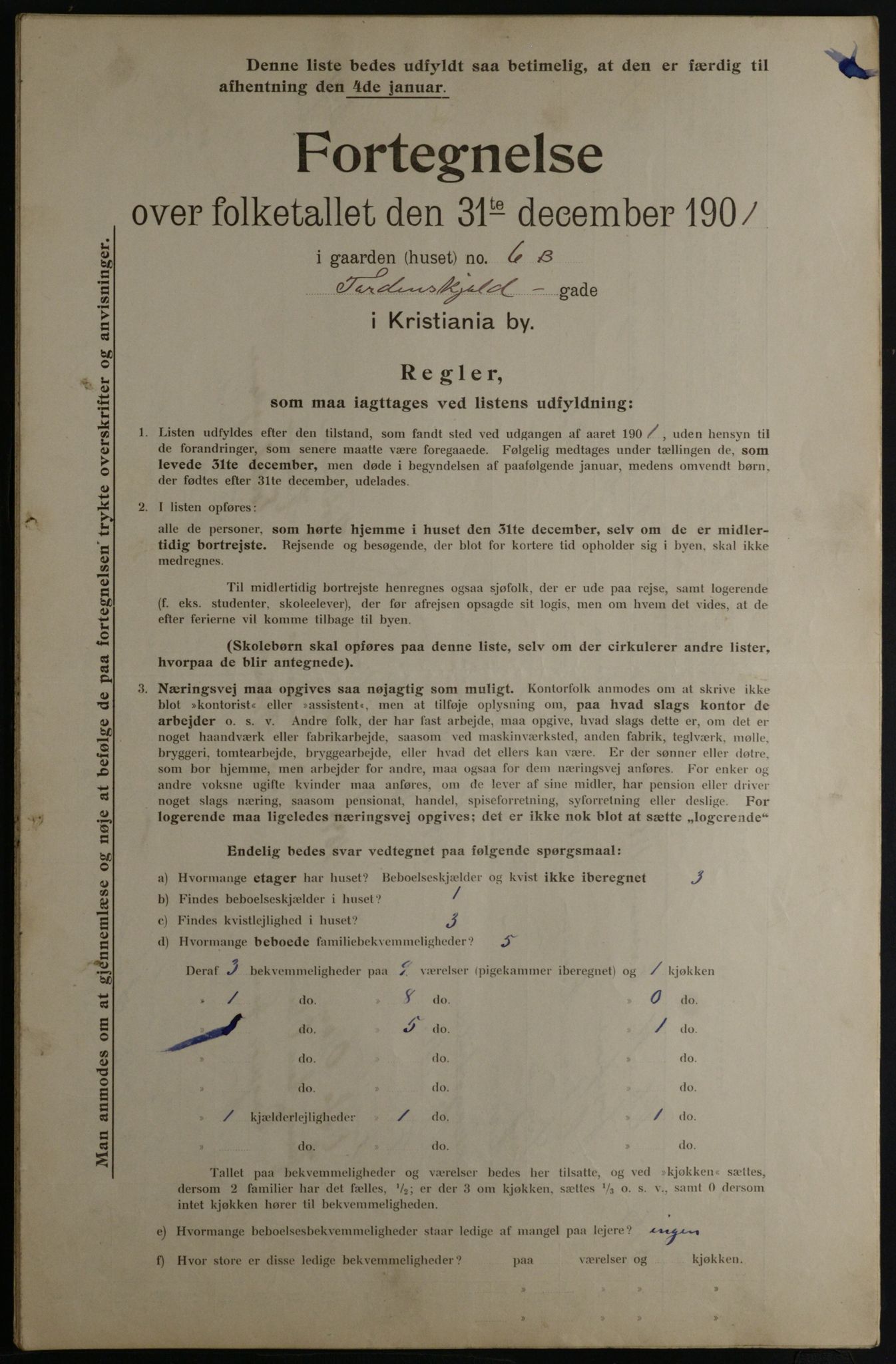 OBA, Municipal Census 1901 for Kristiania, 1901, p. 17464