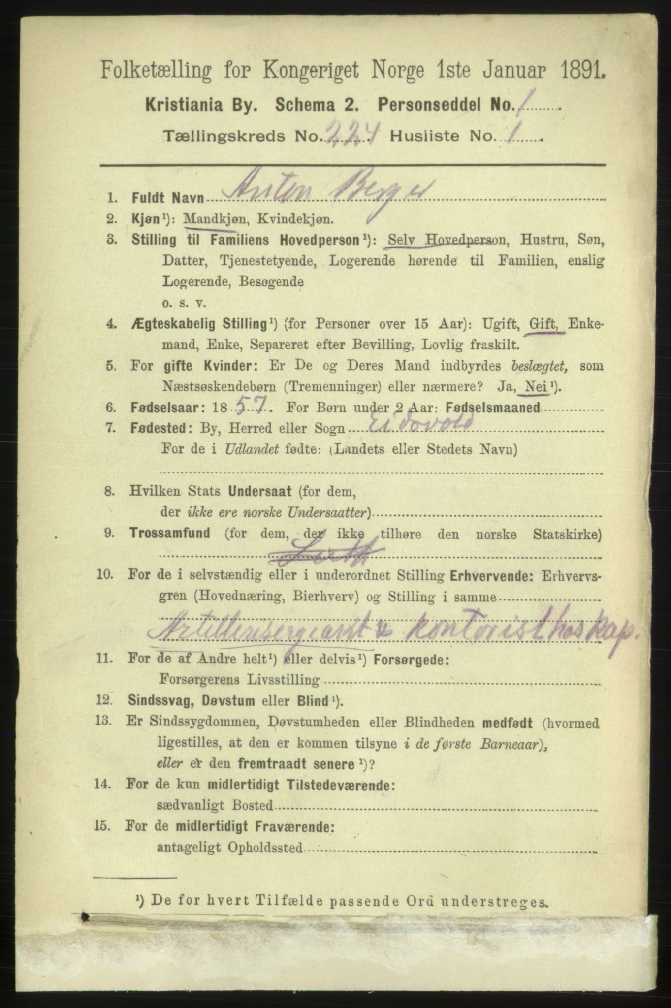 RA, 1891 census for 0301 Kristiania, 1891, p. 135324