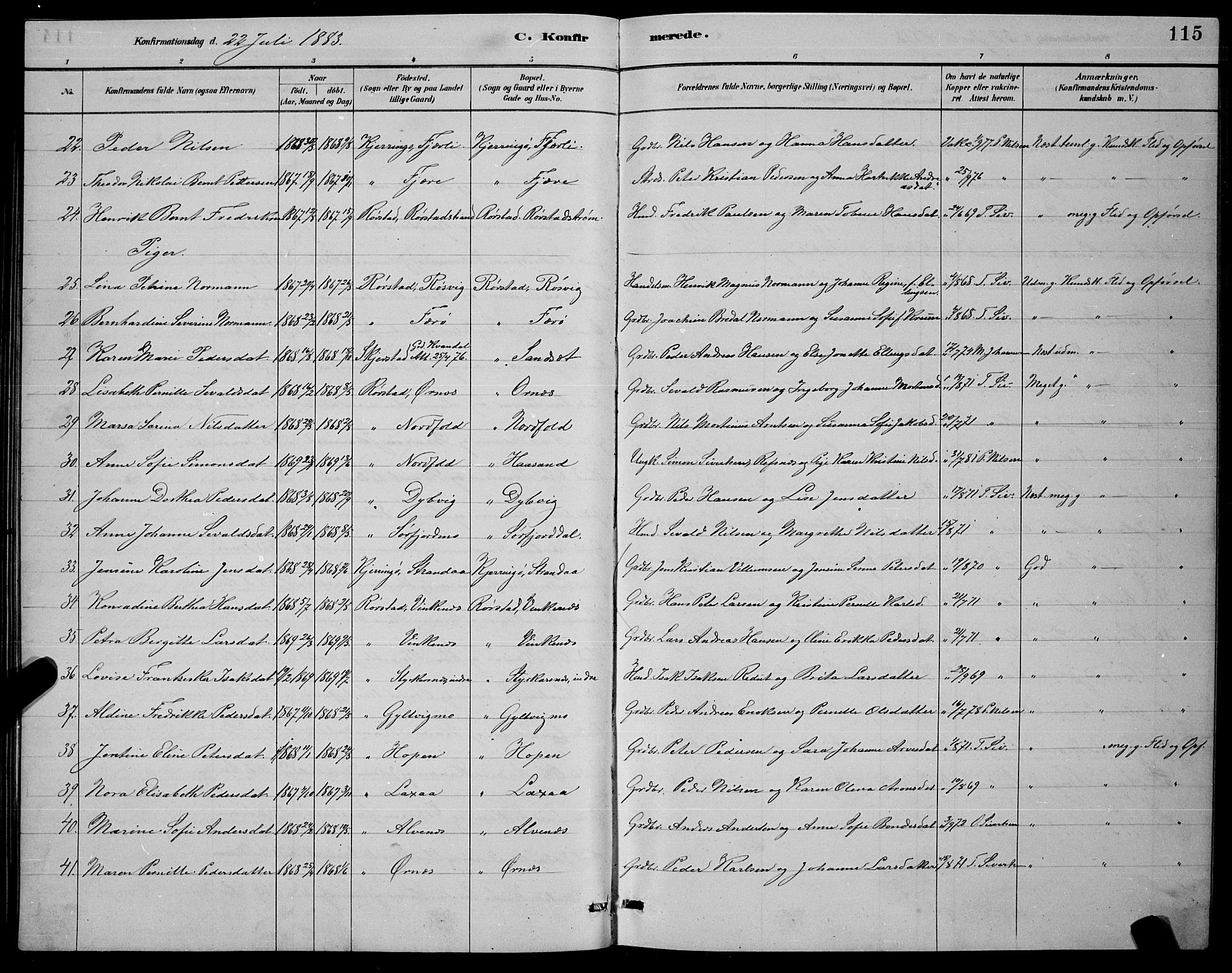 Ministerialprotokoller, klokkerbøker og fødselsregistre - Nordland, AV/SAT-A-1459/853/L0772: Parish register (official) no. 853A11, 1881-1900, p. 115