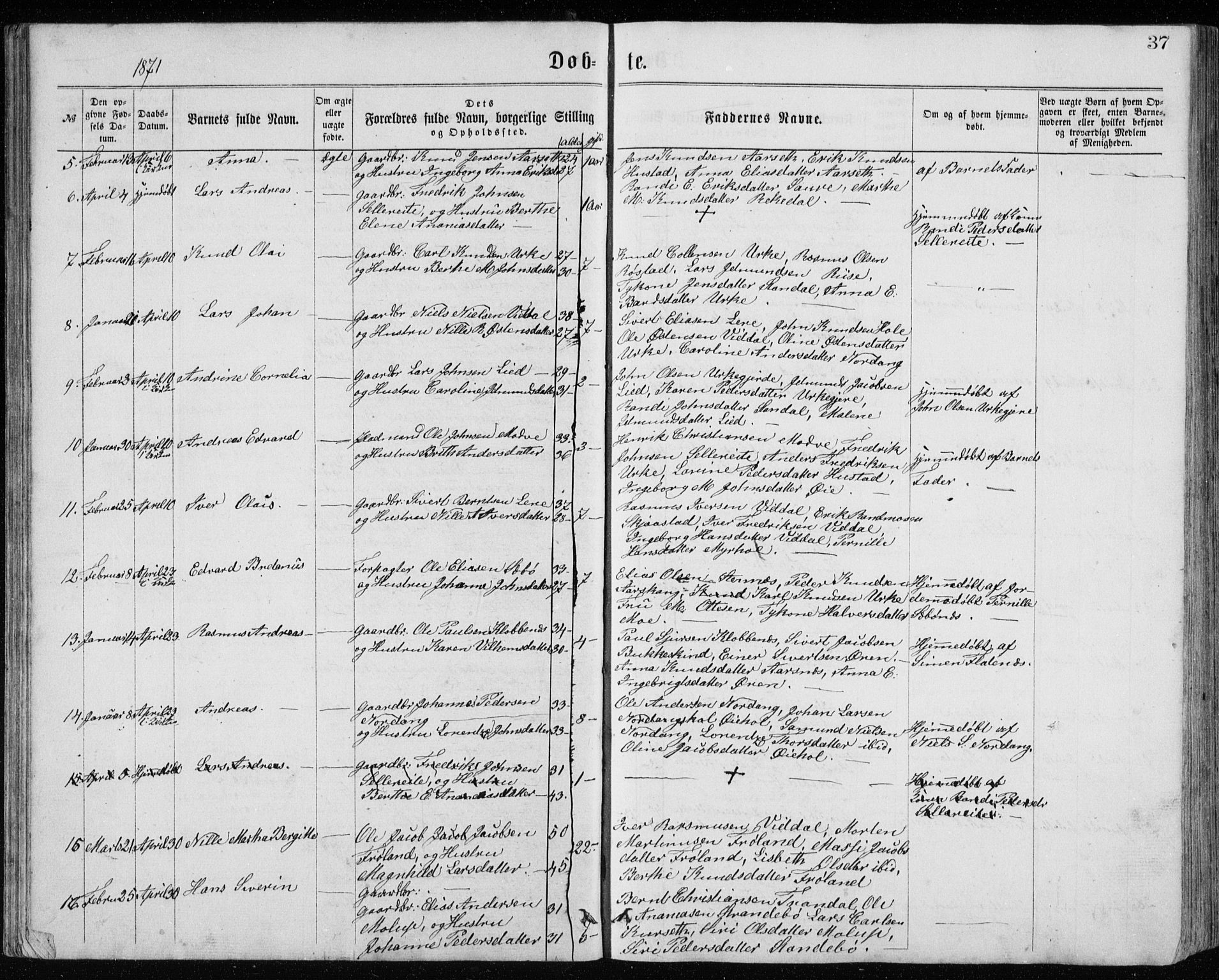 Ministerialprotokoller, klokkerbøker og fødselsregistre - Møre og Romsdal, AV/SAT-A-1454/515/L0214: Parish register (copy) no. 515C01, 1865-1883, p. 37