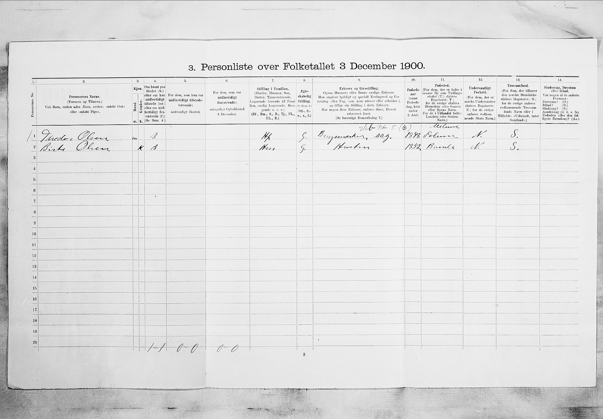 SAKO, 1900 census for Porsgrunn, 1900, p. 2377