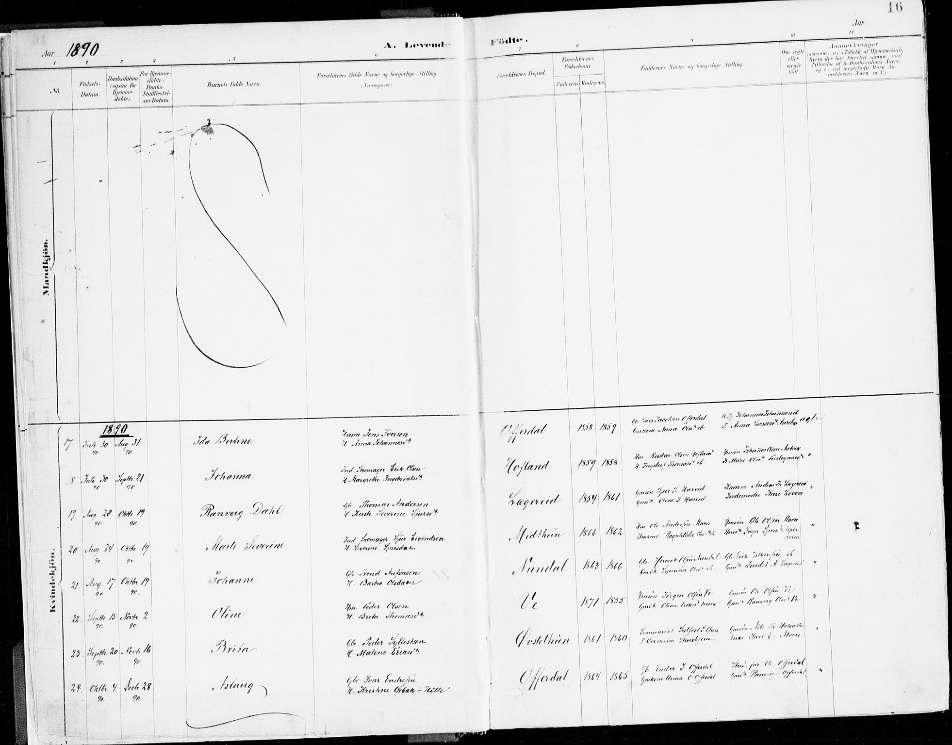 Årdal sokneprestembete, AV/SAB-A-81701: Parish register (official) no. A 5, 1887-1917, p. 16