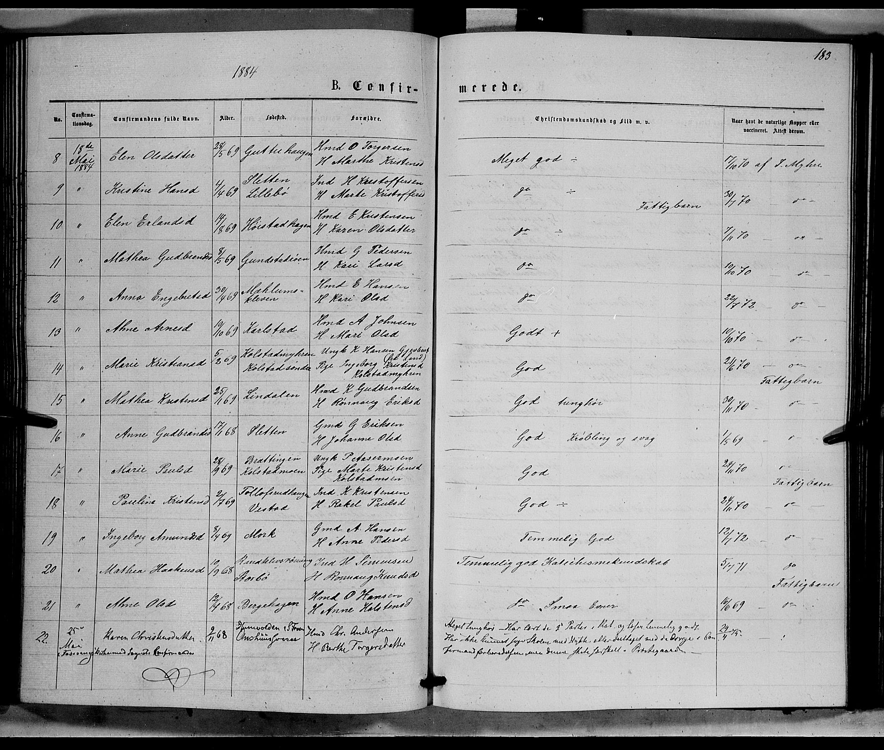 Ringebu prestekontor, AV/SAH-PREST-082/H/Ha/Hab/L0006: Parish register (copy) no. 6, 1880-1898, p. 183