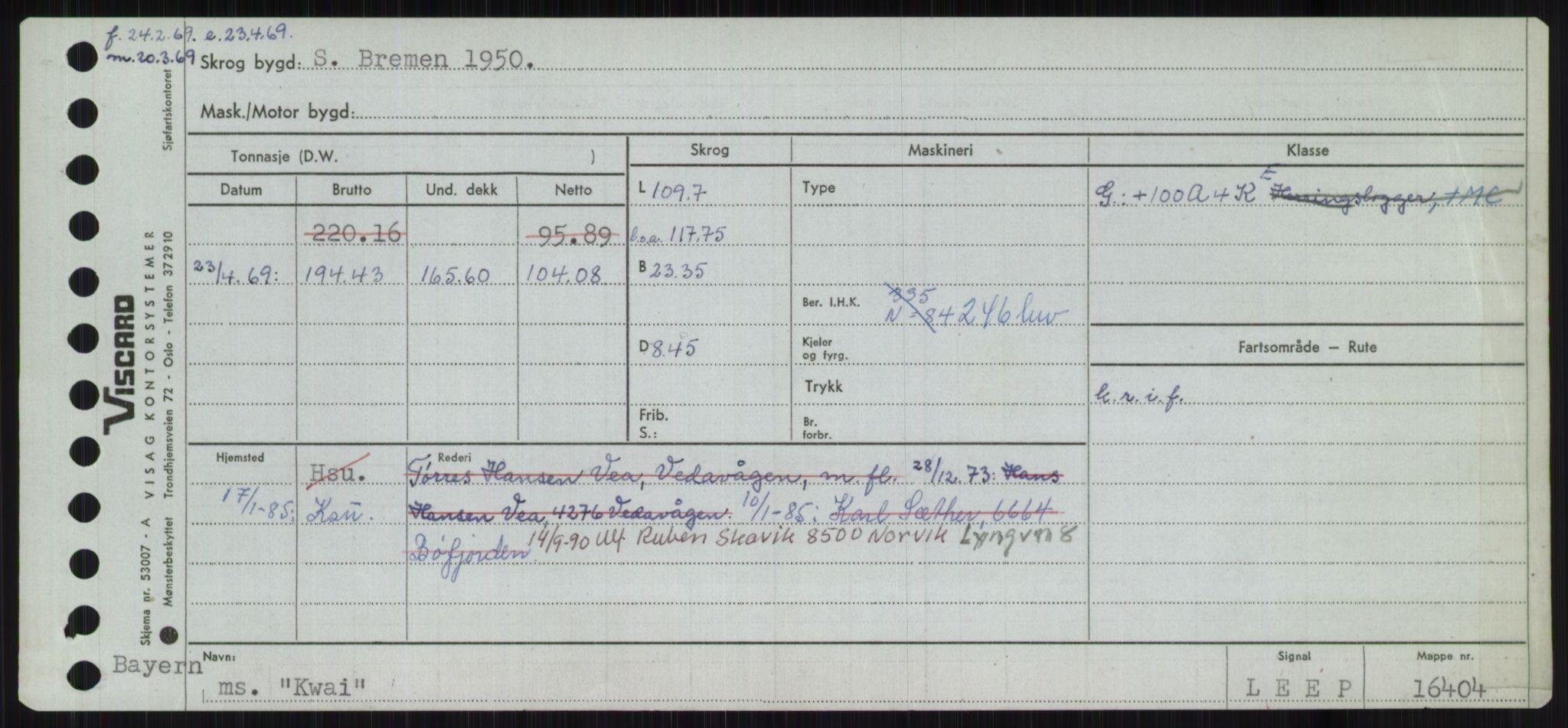 Sjøfartsdirektoratet med forløpere, Skipsmålingen, RA/S-1627/H/Ha/L0003/0002: Fartøy, Hilm-Mar / Fartøy, Kom-Mar, p. 185